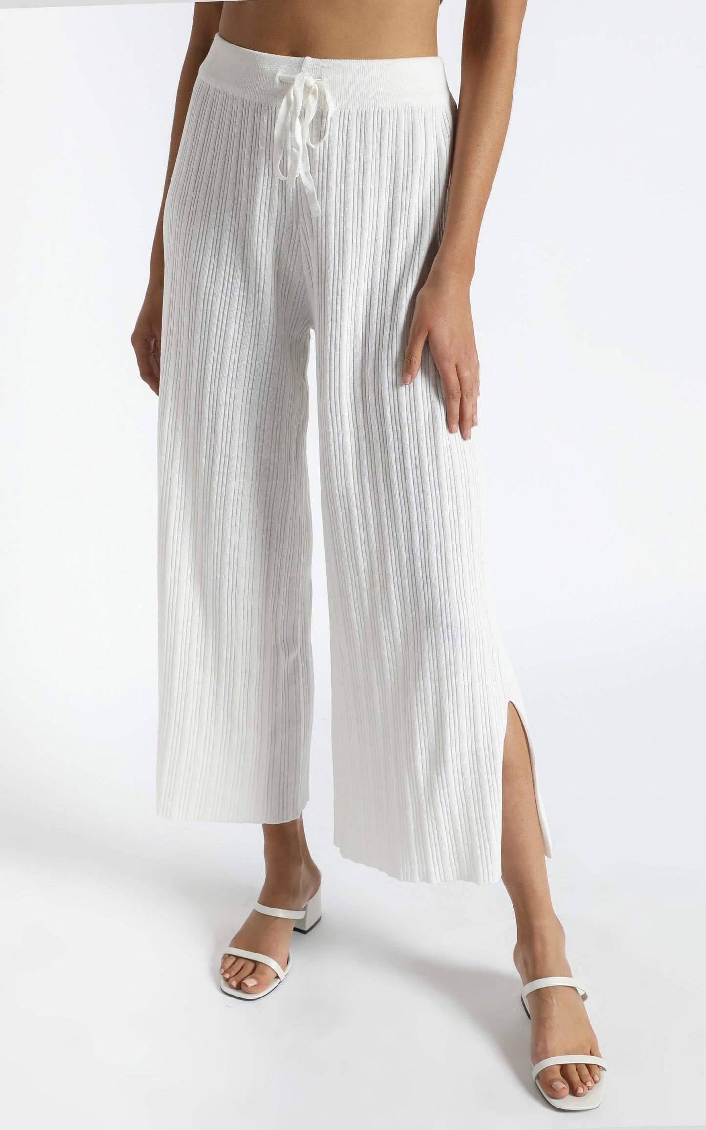 Blair Ribbed Pants in White