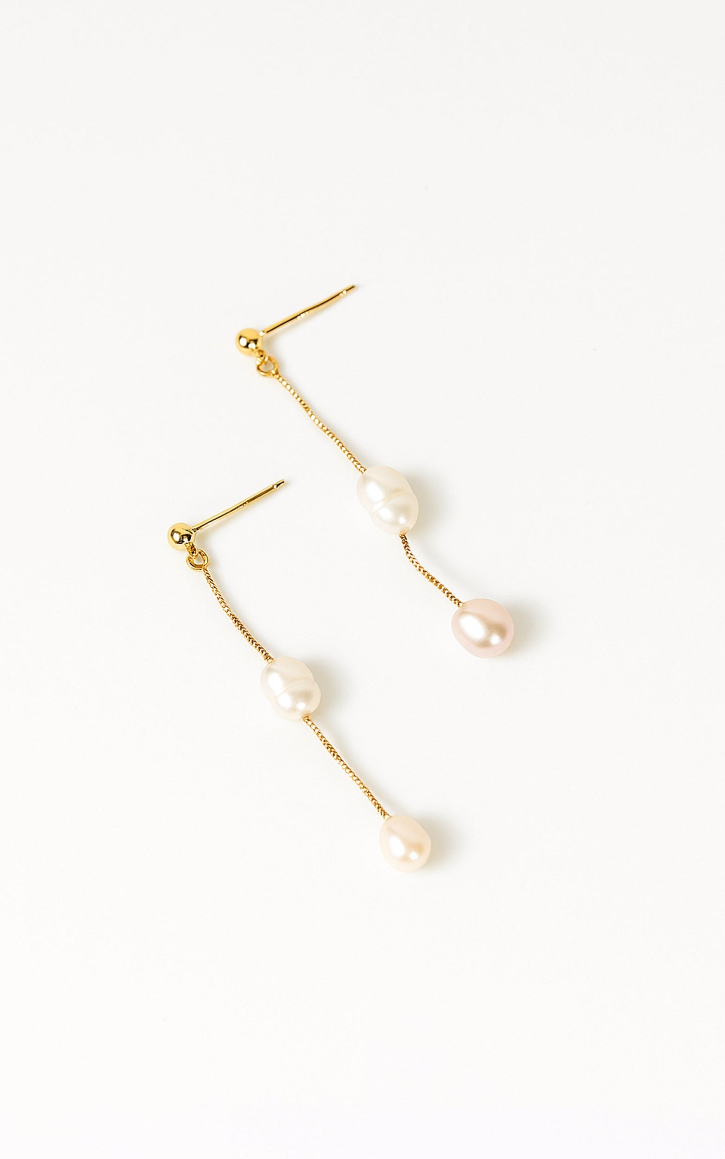 Adriana Earrings - Dainty Drop Pearl Earrings in Pearl/Gold