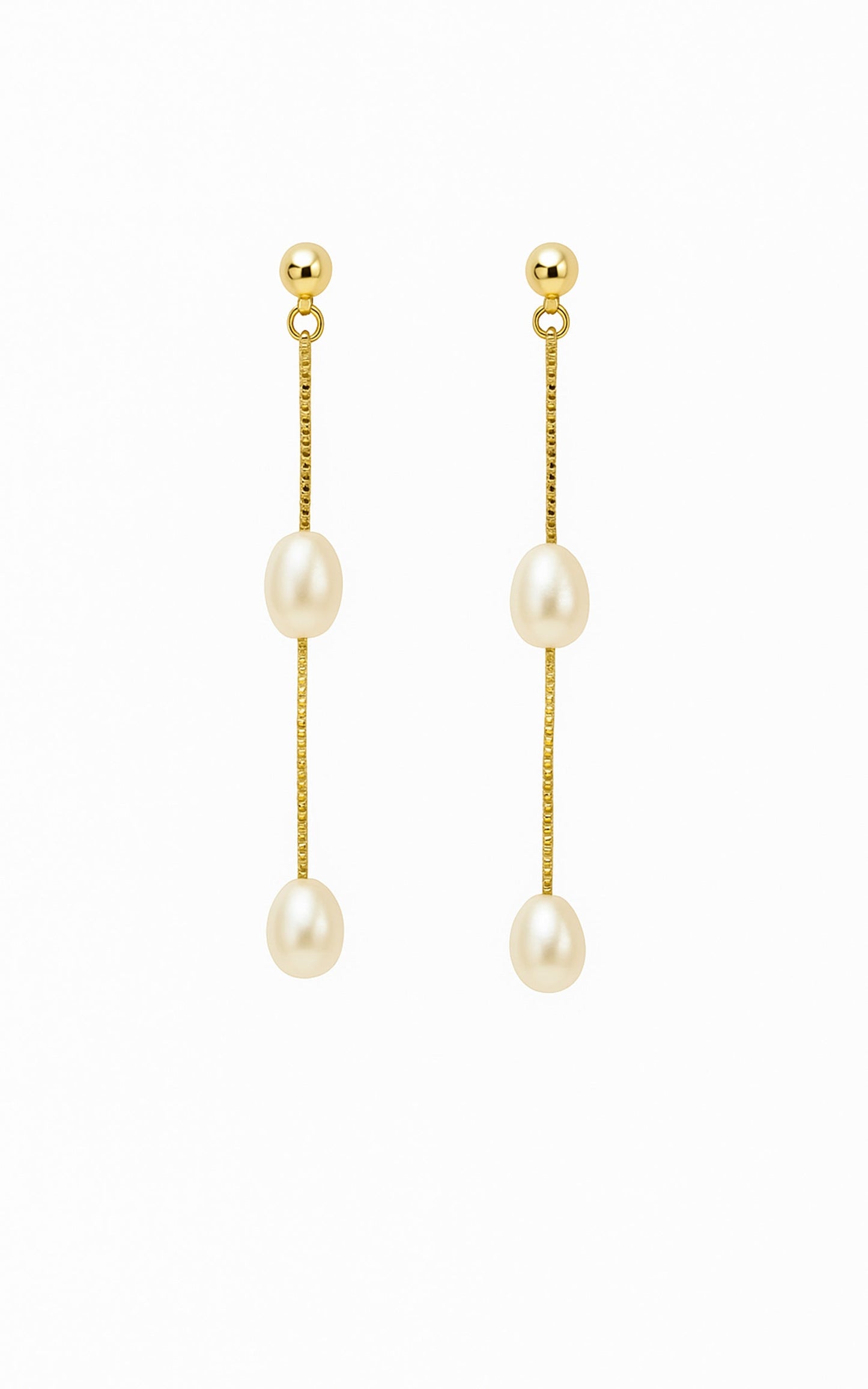 Adriana Earrings - Dainty Drop Pearl Earrings in Pearl/Gold