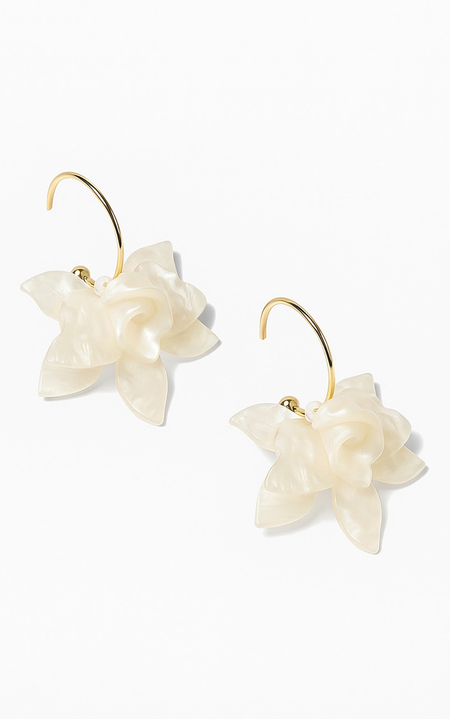 Alessandra Earrings - Pearl Flower Hoop Earrings in Shell