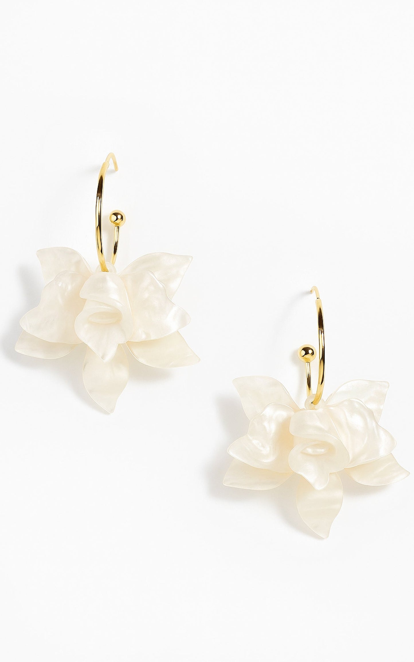 Alessandra Earrings - Pearl Flower Hoop Earrings in Shell