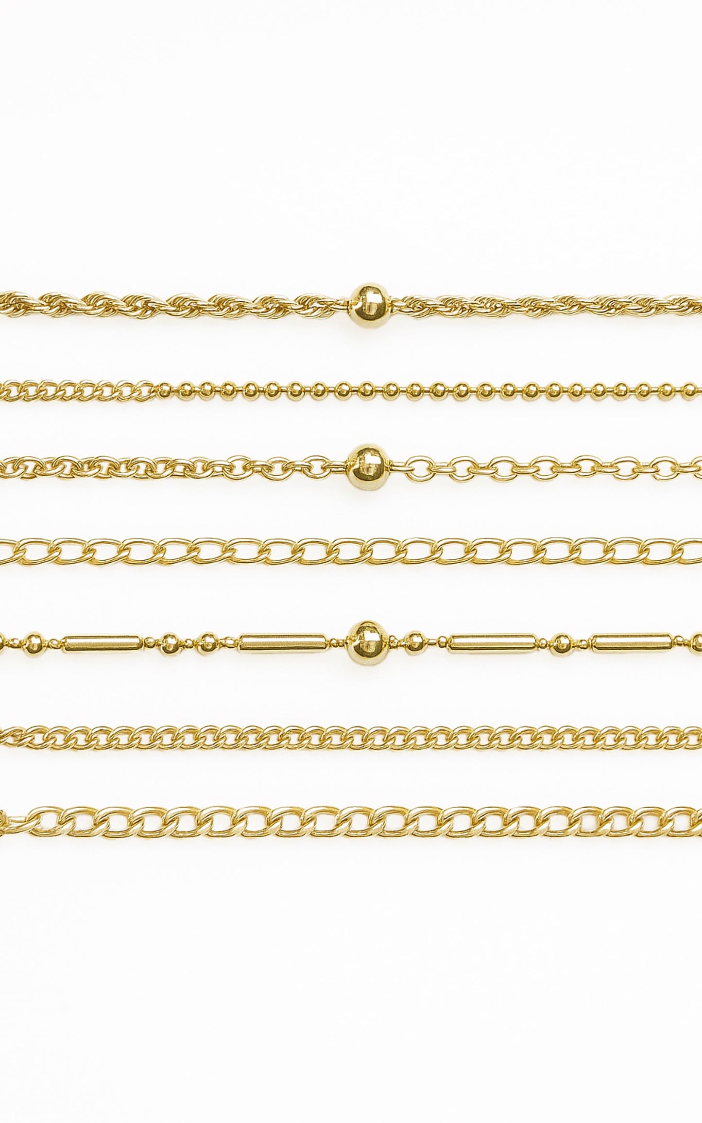 Kaia 5 Pack Fine Bracelets in Gold