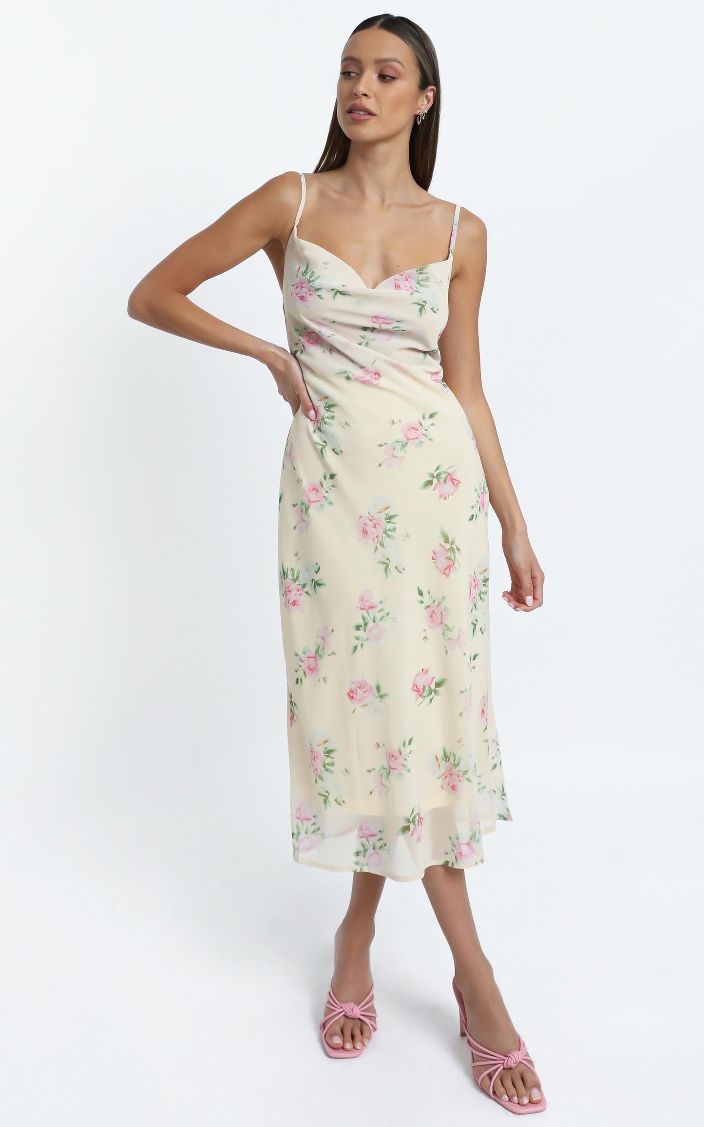 Flutter Dress in Cream Floral