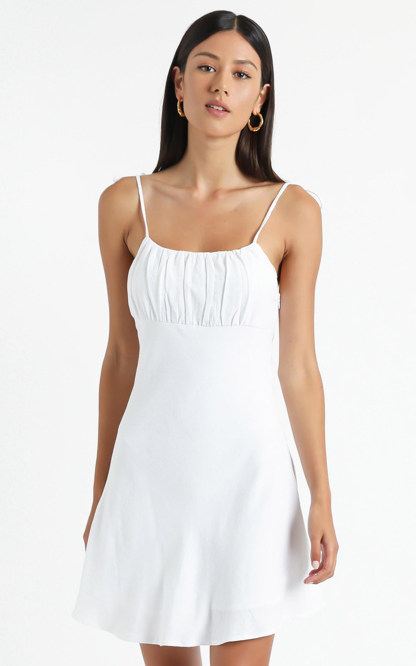 Pretty Mind Gathered Dress In White