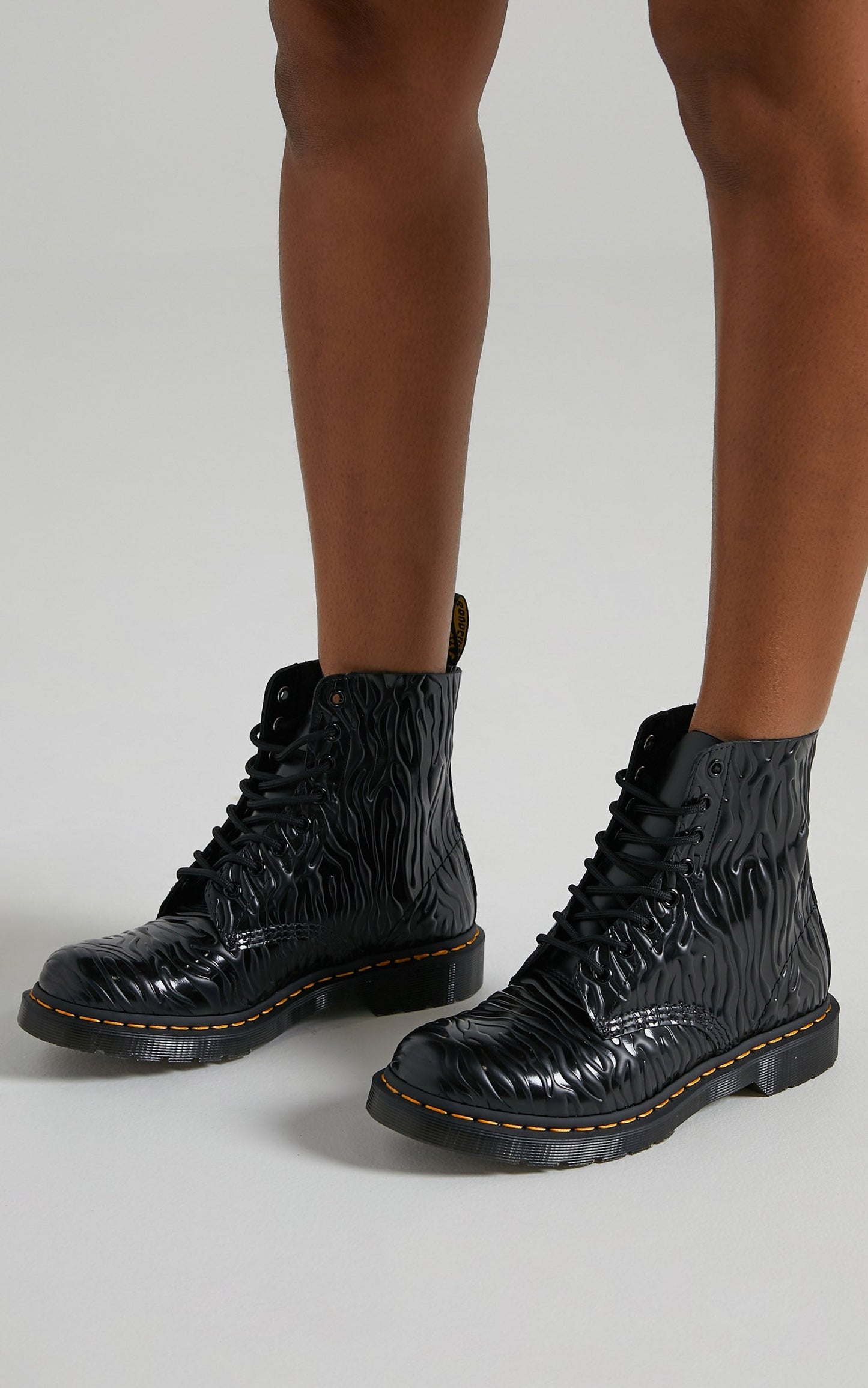 Dr. Martens - 1460 Pascal 8 Eye Boot in Black Zebra Gloss Emboss Smooth