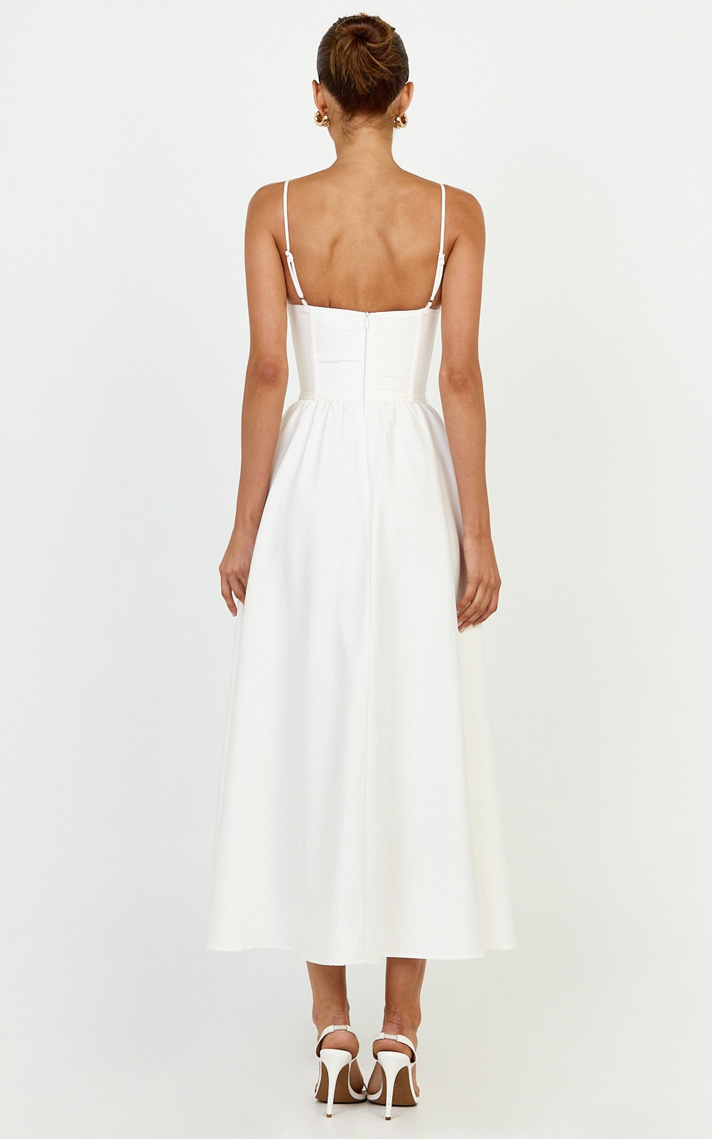 Seren Maxi Dress - Corset Bodice Fit And Flare Dress in White