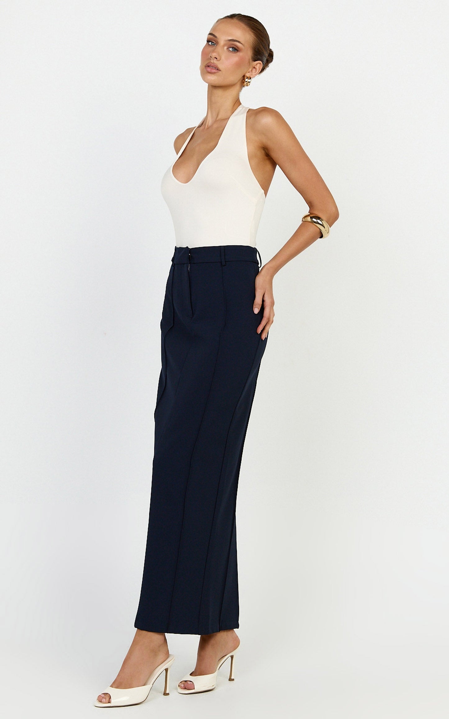 Stella Maxi Skirt - High Waisted Pencil Skirt in Navy