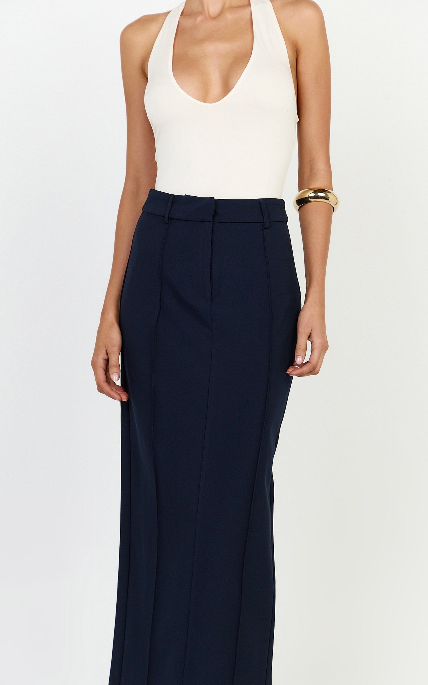 Stella Maxi Skirt - High Waisted Pencil Skirt in Navy