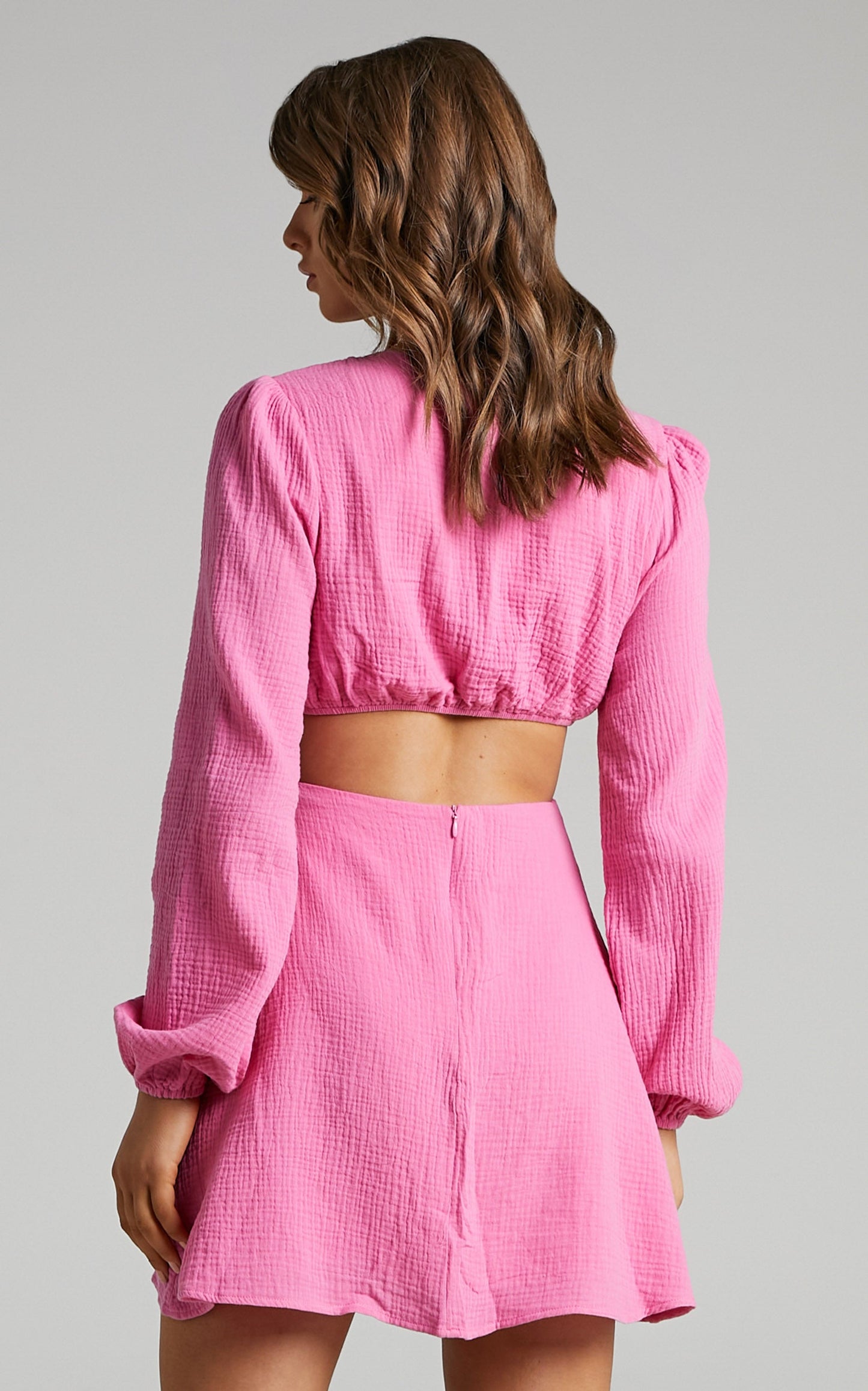 Queeny Side Cutouts Mini Dress in Bubblegum Pink