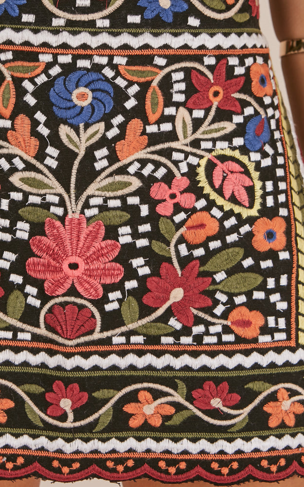 Hips Dont Lie Skirt In Black Embroidery
