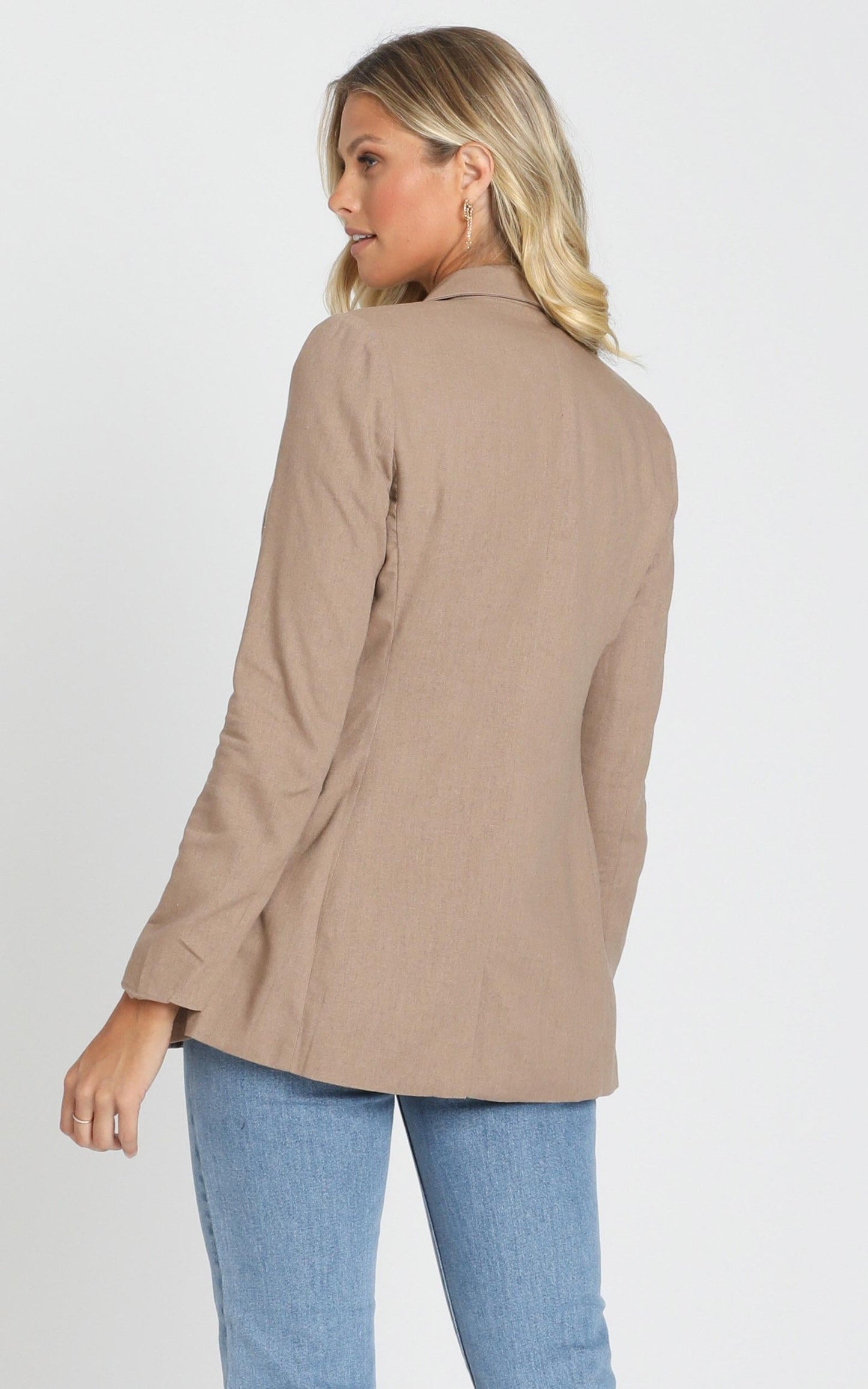 Changing My Mind Blazer in Mocha Linen Look