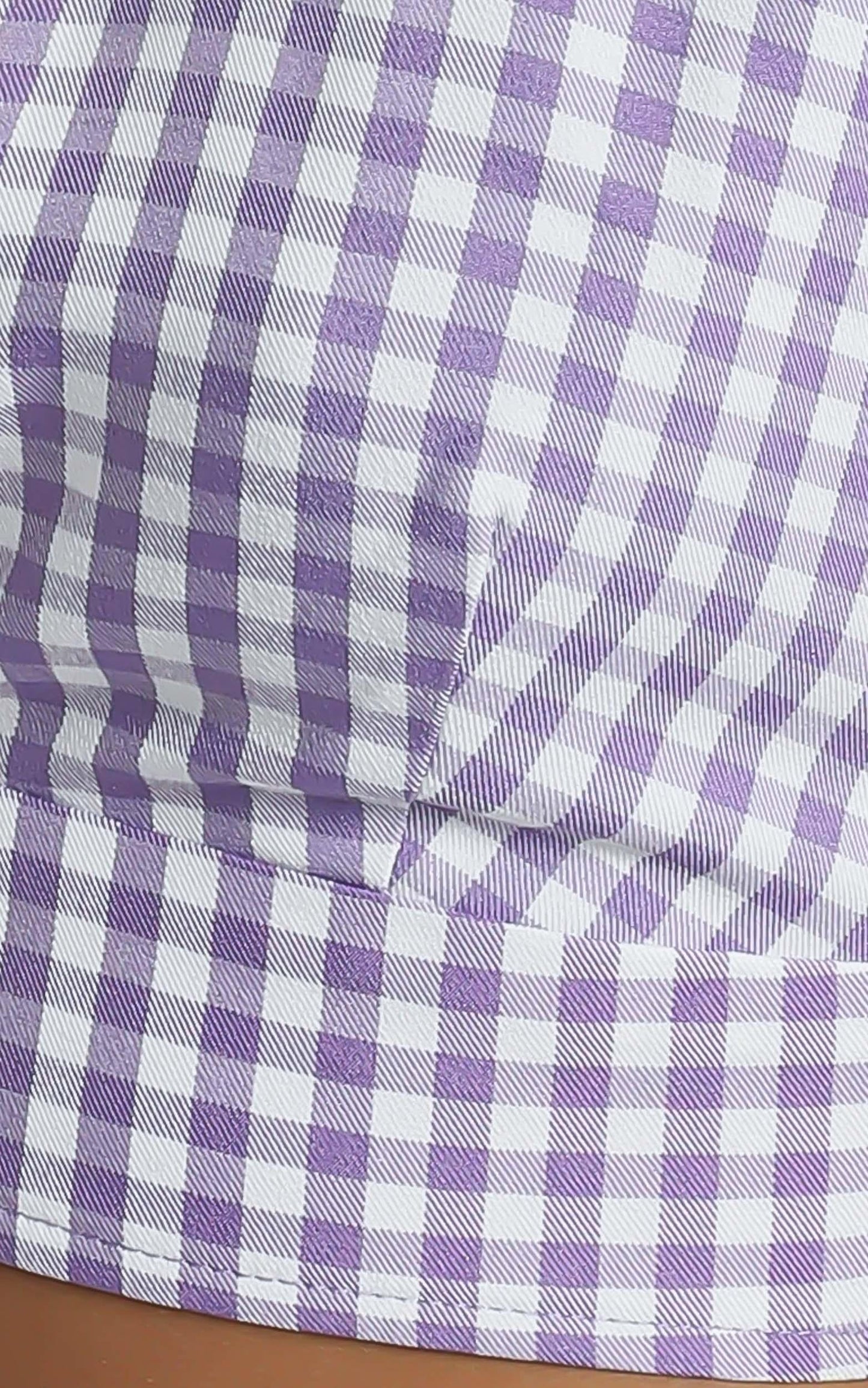 Kady Top - Deep V Halter Crop Top in Purple Check