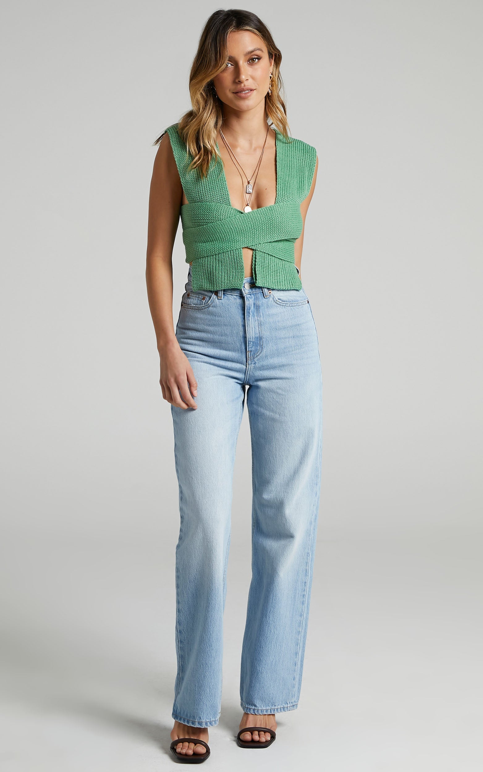 Kody Top - Wrap Knit Top in Green