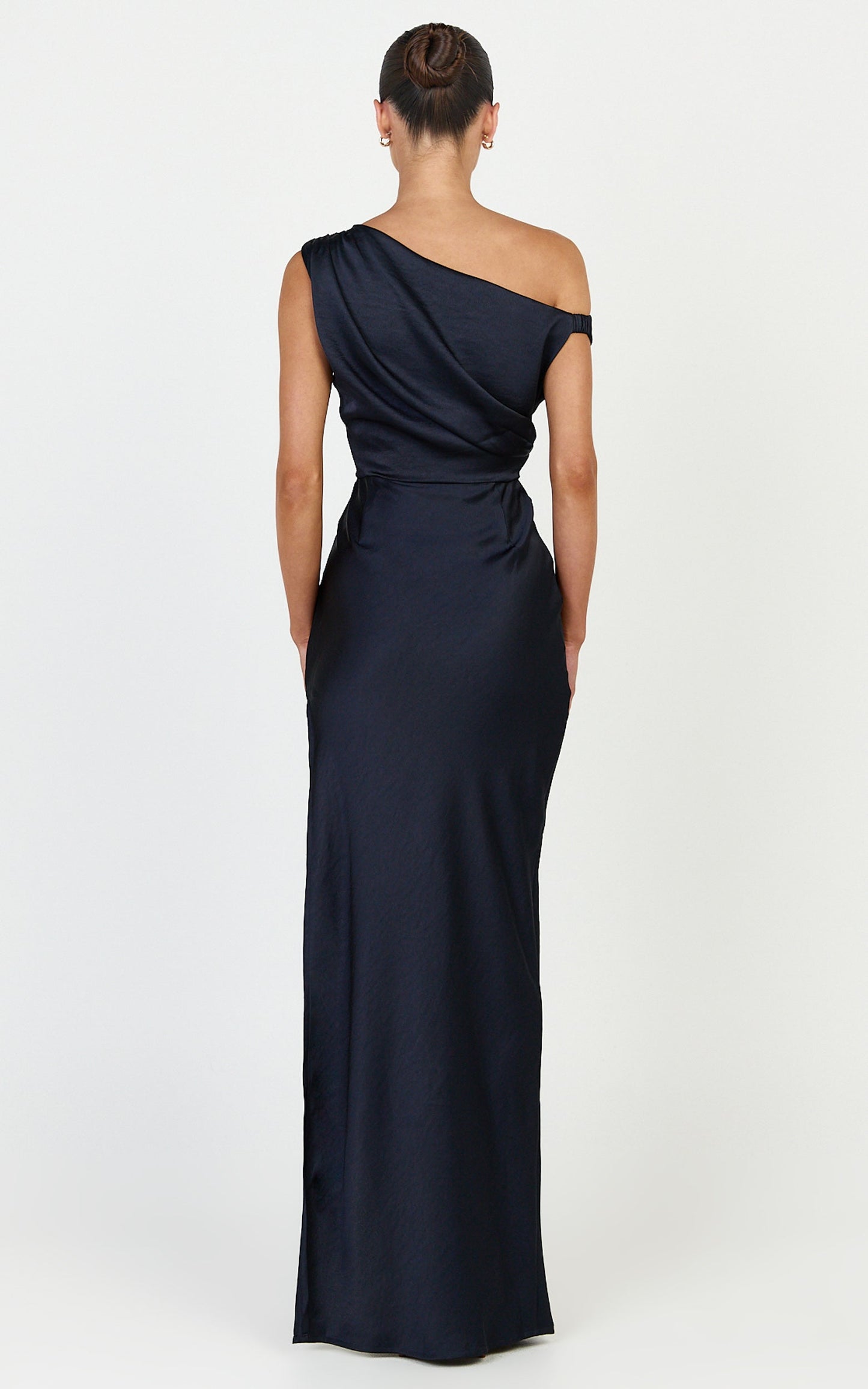 Laurie Maxi Dress - One Shoulder Tie Detail Dress in Navy