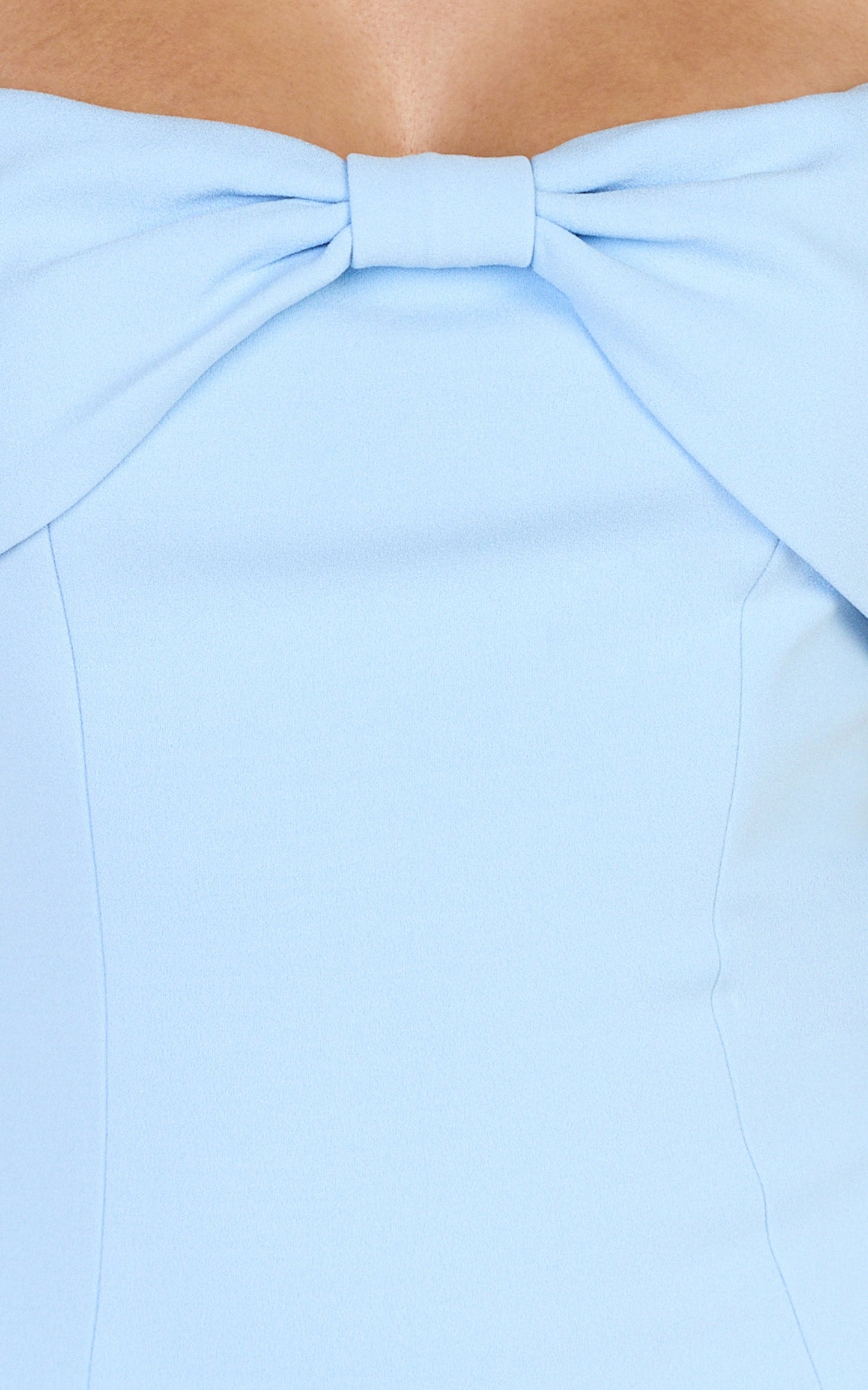 Thalia Mini Dress - Off Shoulder Bow Detail Dress in Light Blue