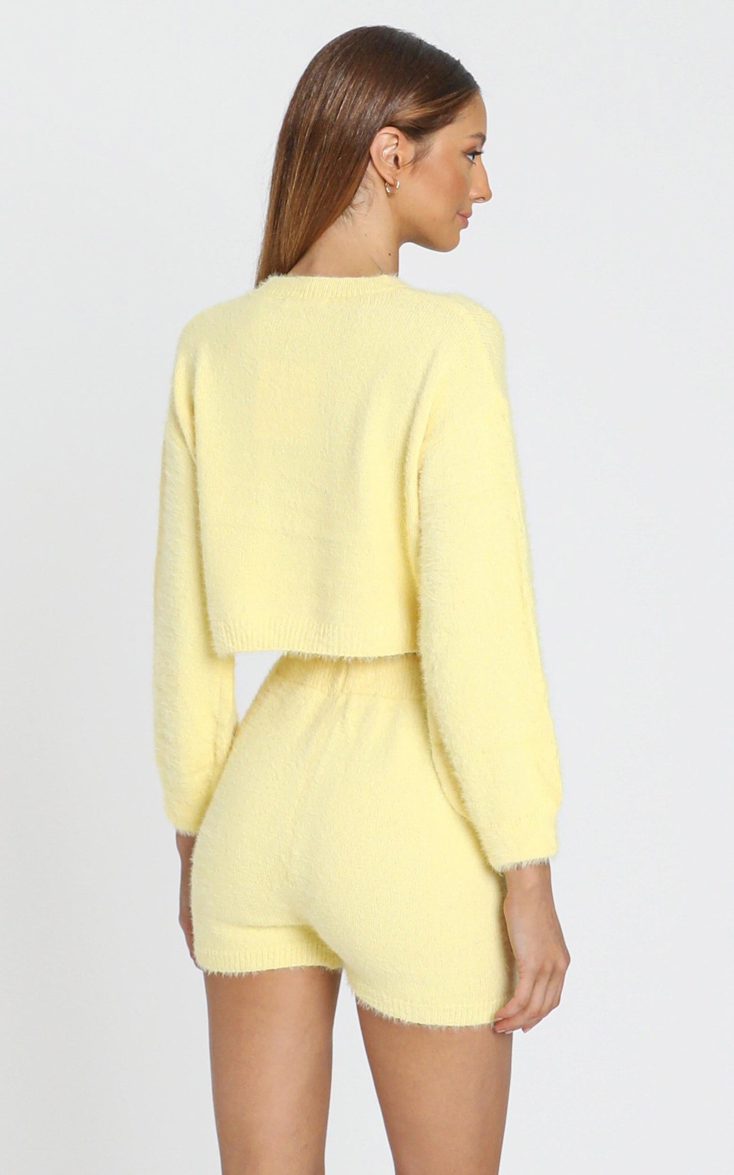 Loretta Fluffy Knit Two Piece Set in Yellow