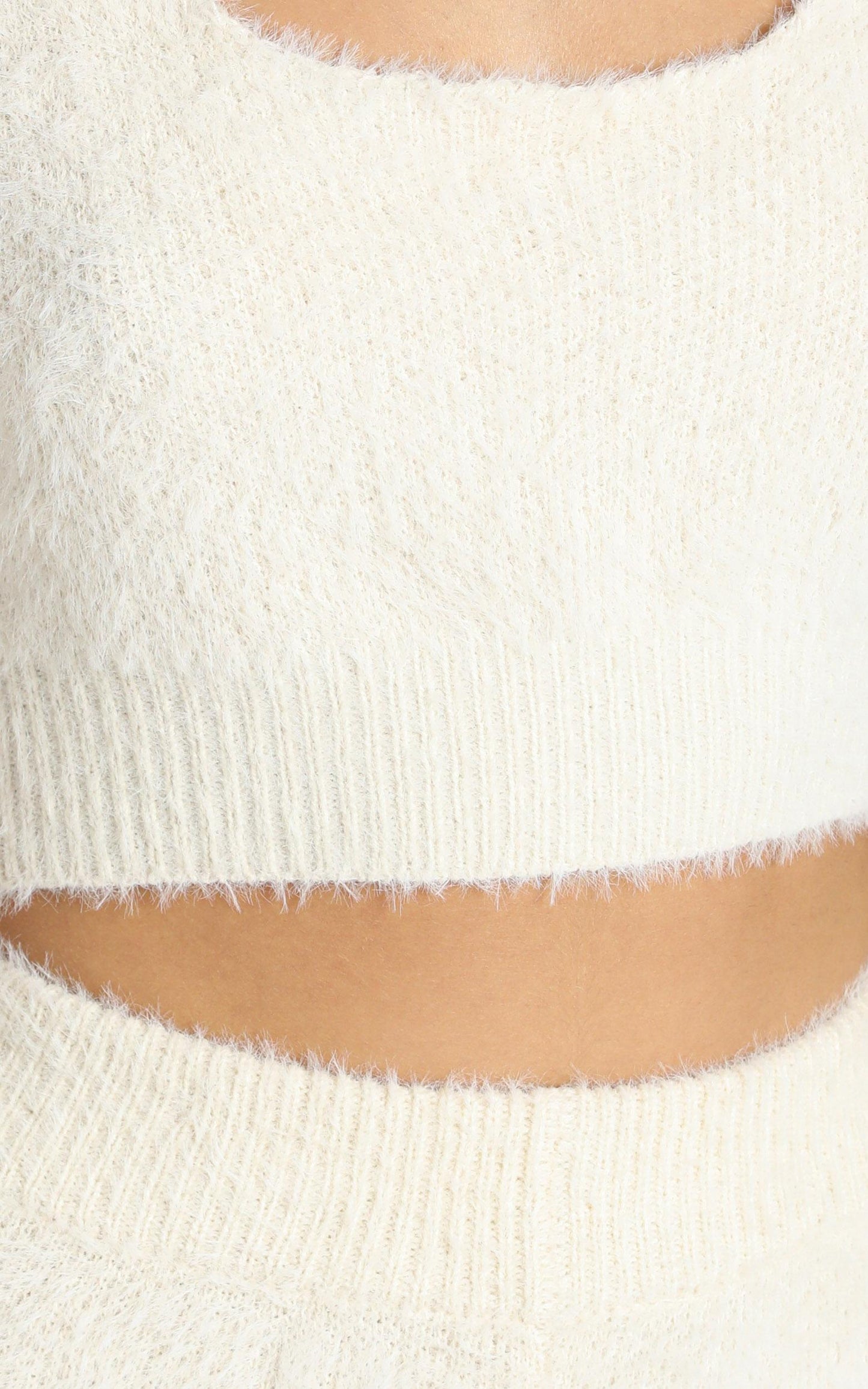 Athena Fluffy Knit Two Piece Set in Ivory