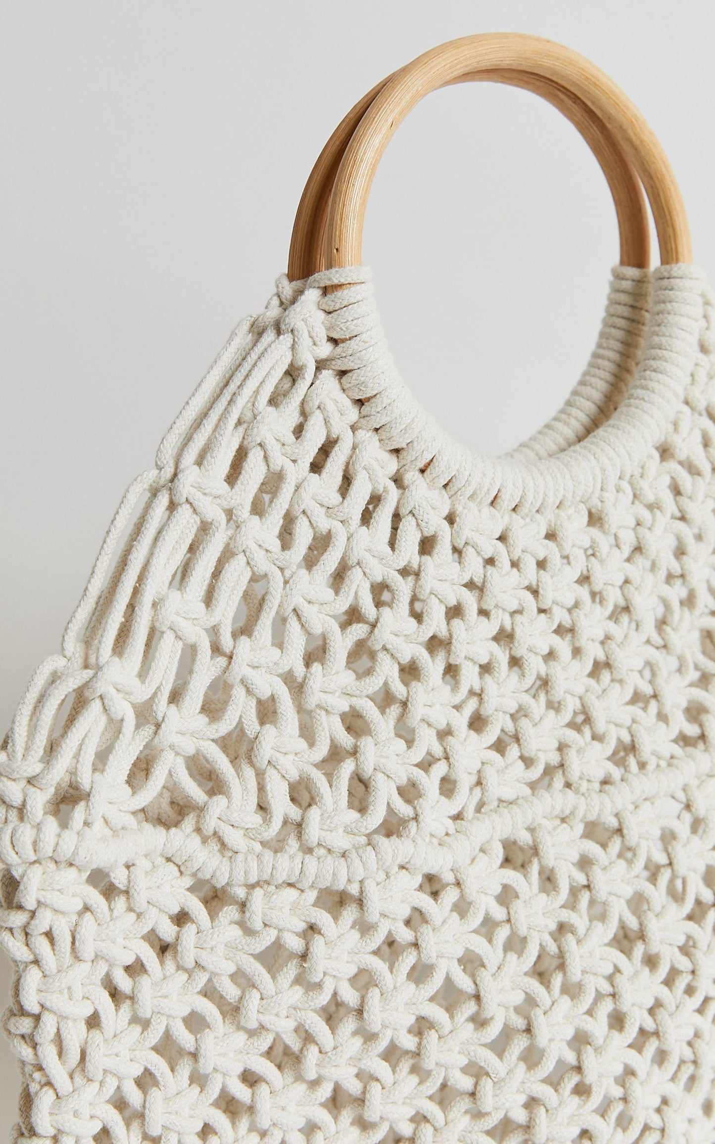 Naxos Macrame Ring Handle Handbag in Natural