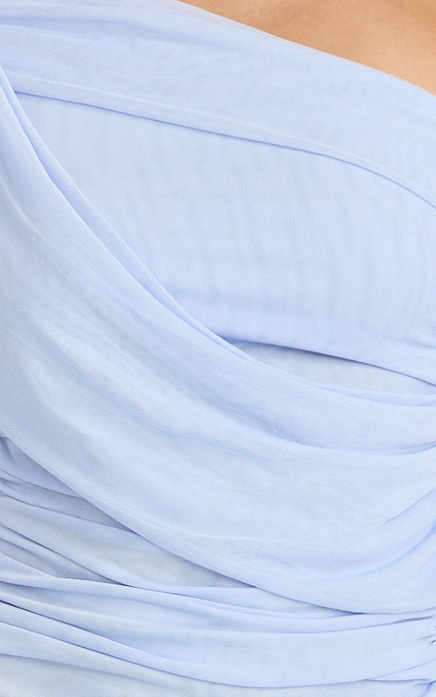Cyra Mini Dress - Long Sleeve Drape Overlay Dress in Blue