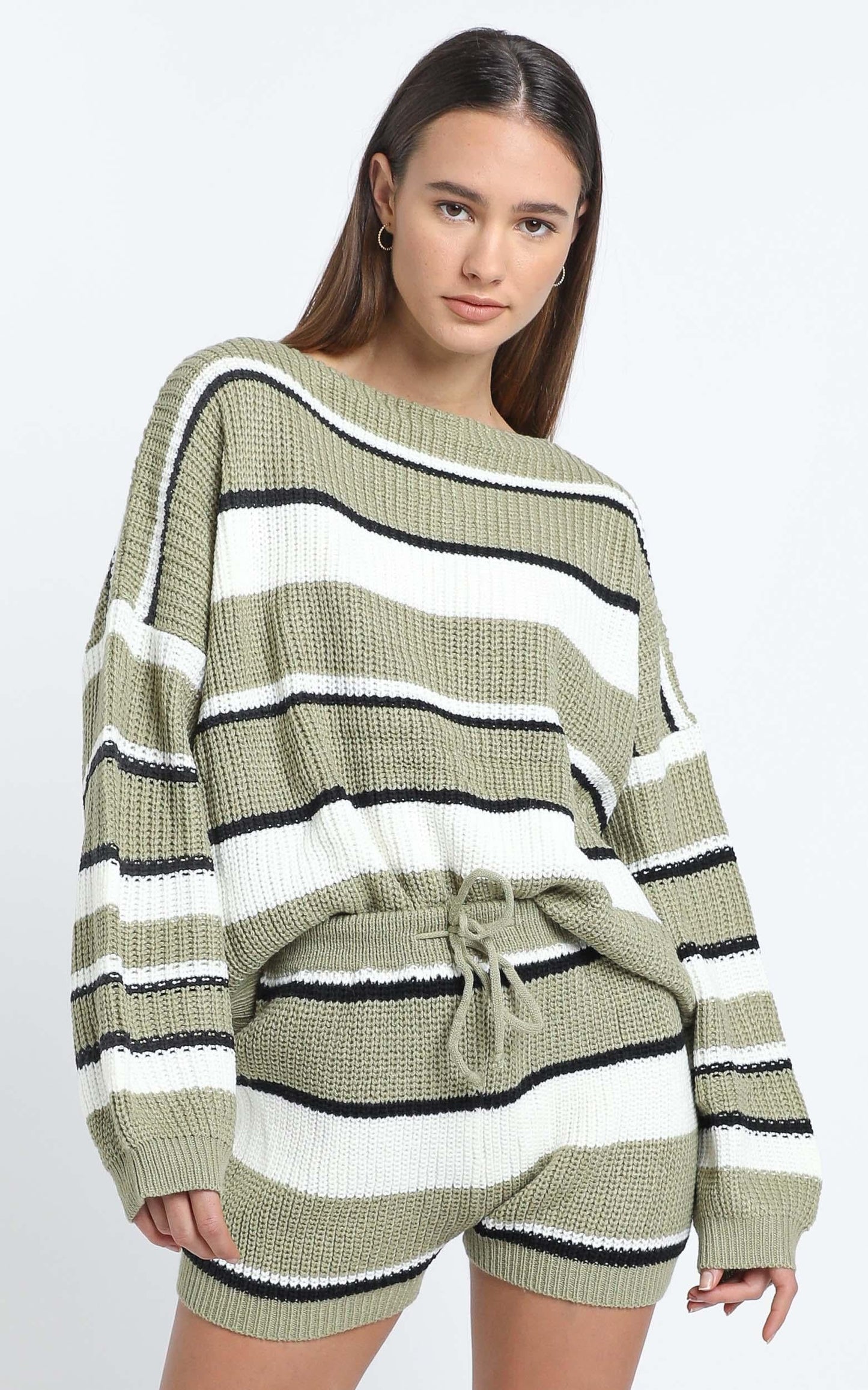 Eeva Two Piece Set in Green Stripe
