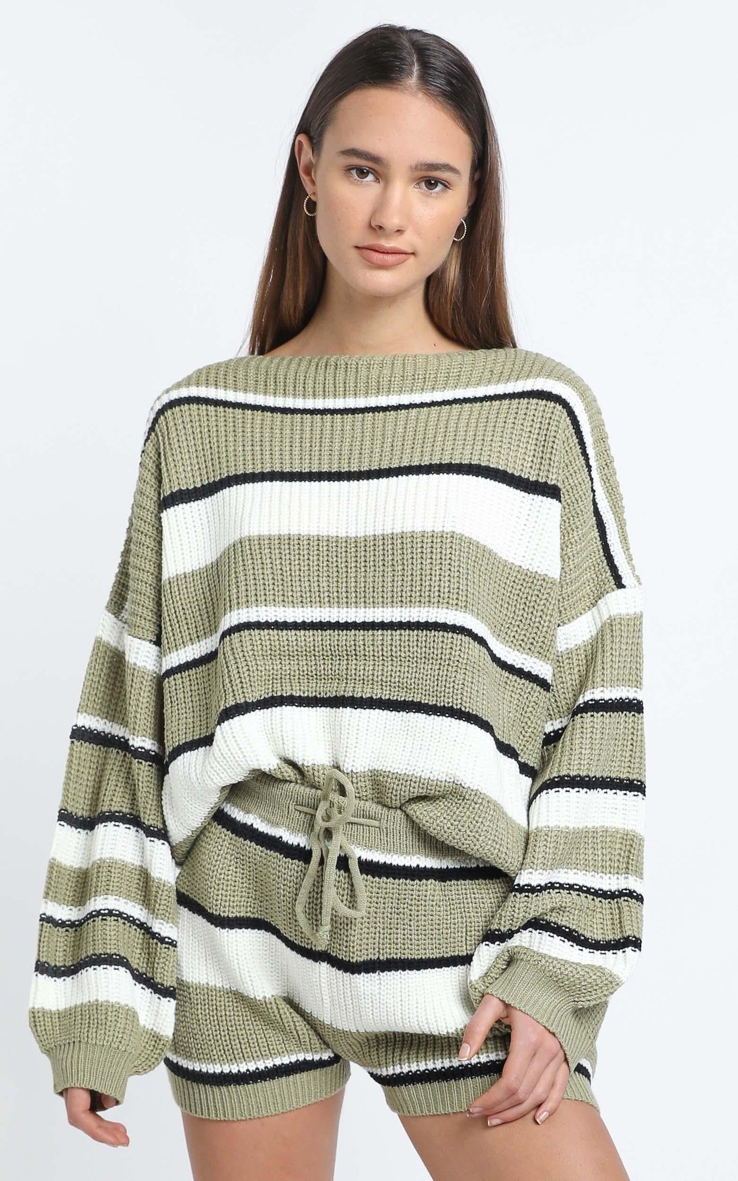 Eeva Two Piece Set in Green Stripe