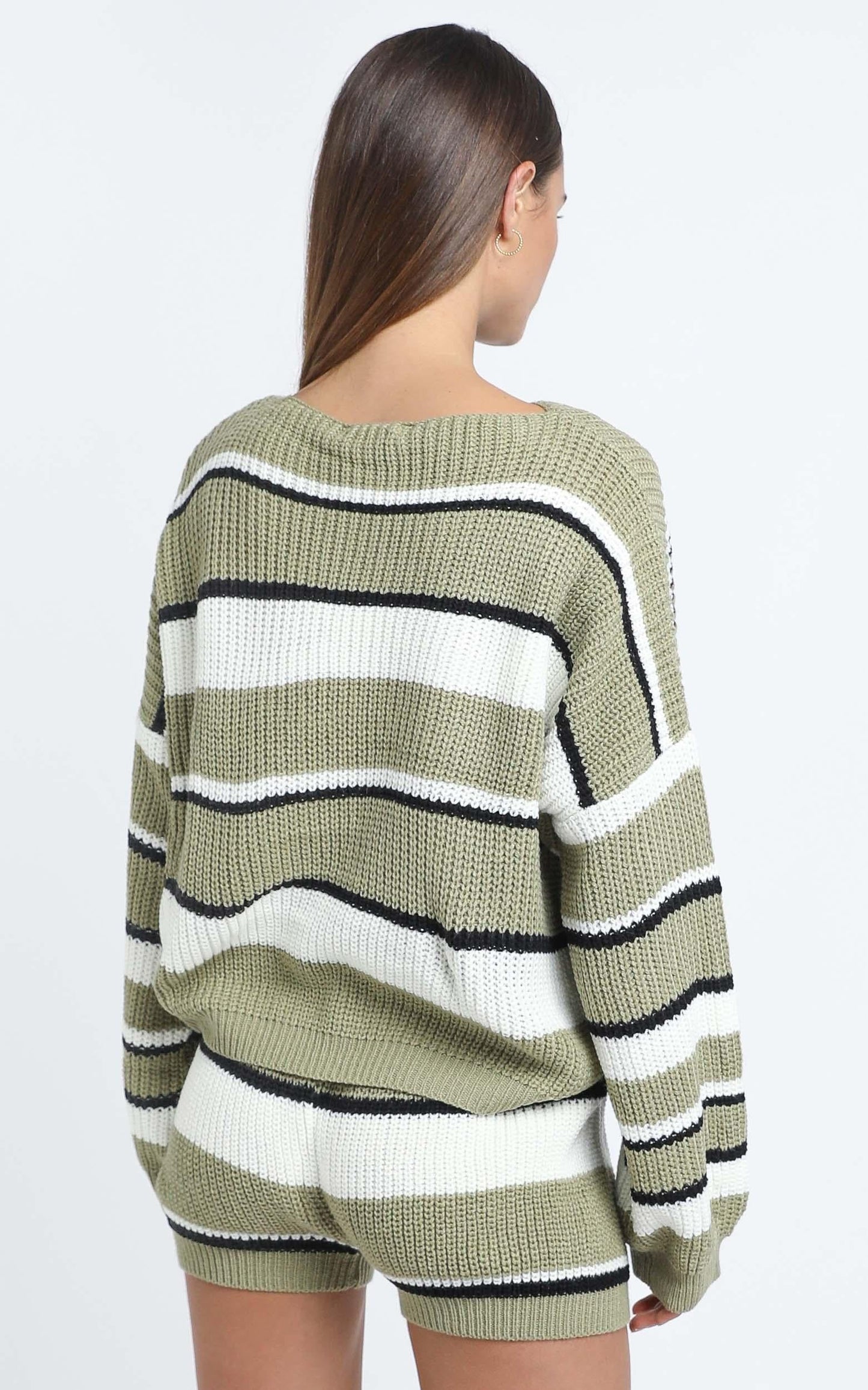 Eeva Two Piece Set in Green Stripe