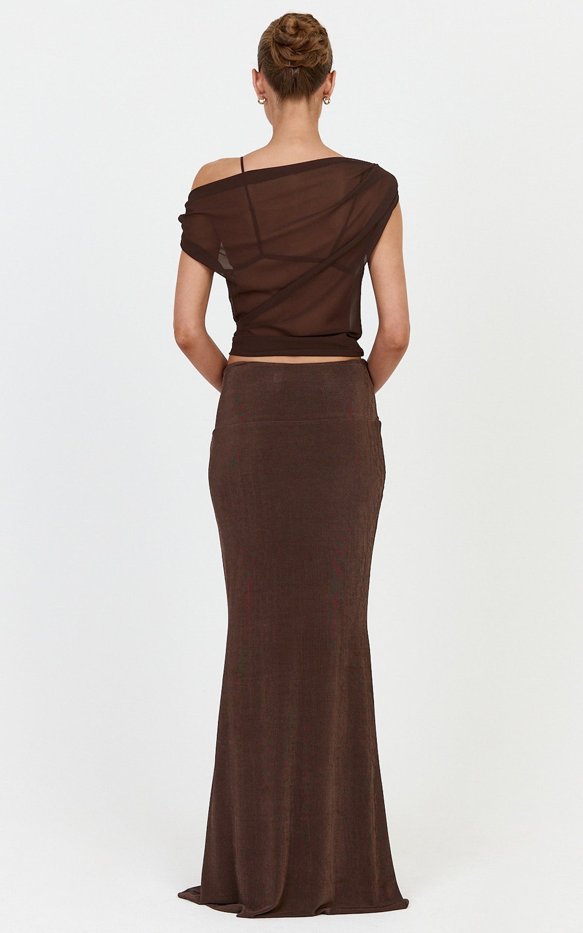 Margaret Maxi Rock – Wickelrock aus Jersey in Schoko