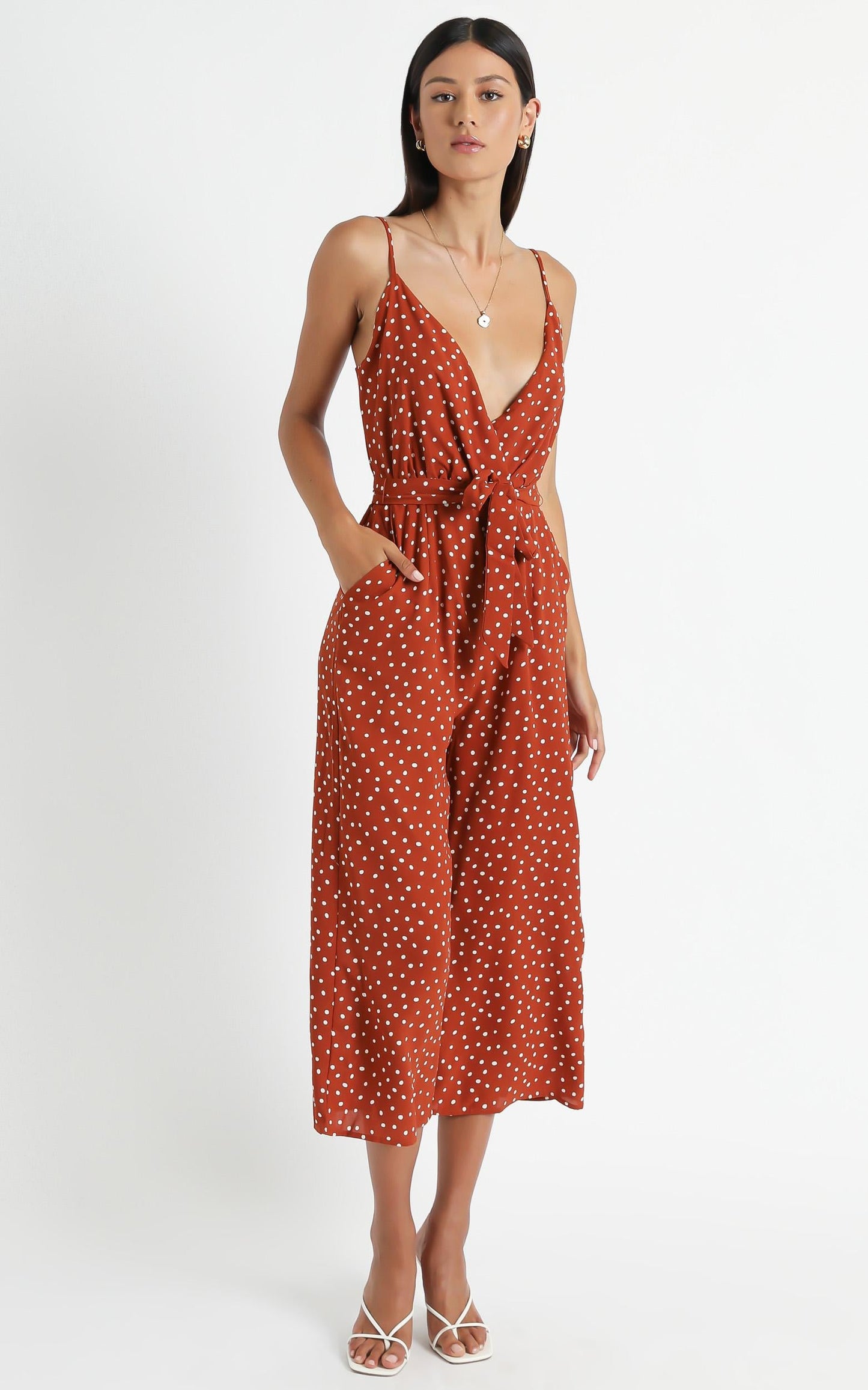 Thought Provoking Jumpsuit in Rust Spot
