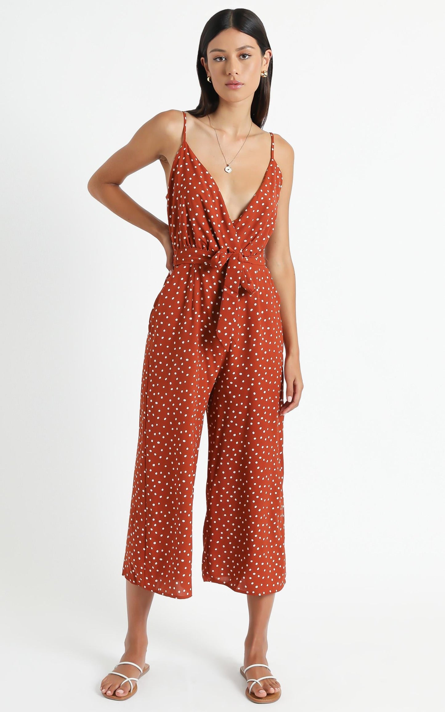 Thought Provoking Jumpsuit in Rust Spot