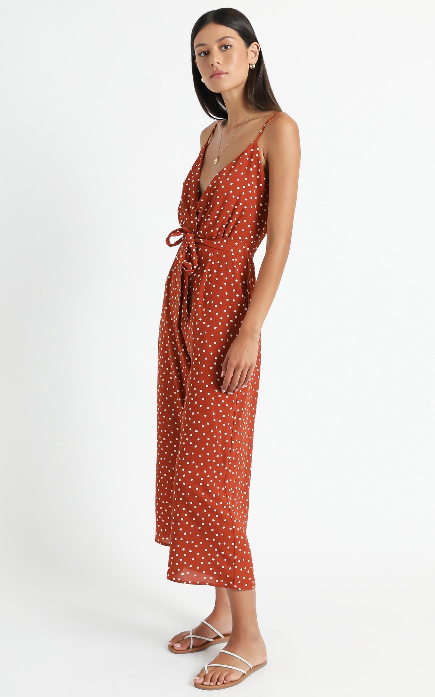 Thought Provoking Jumpsuit in Rust Spot