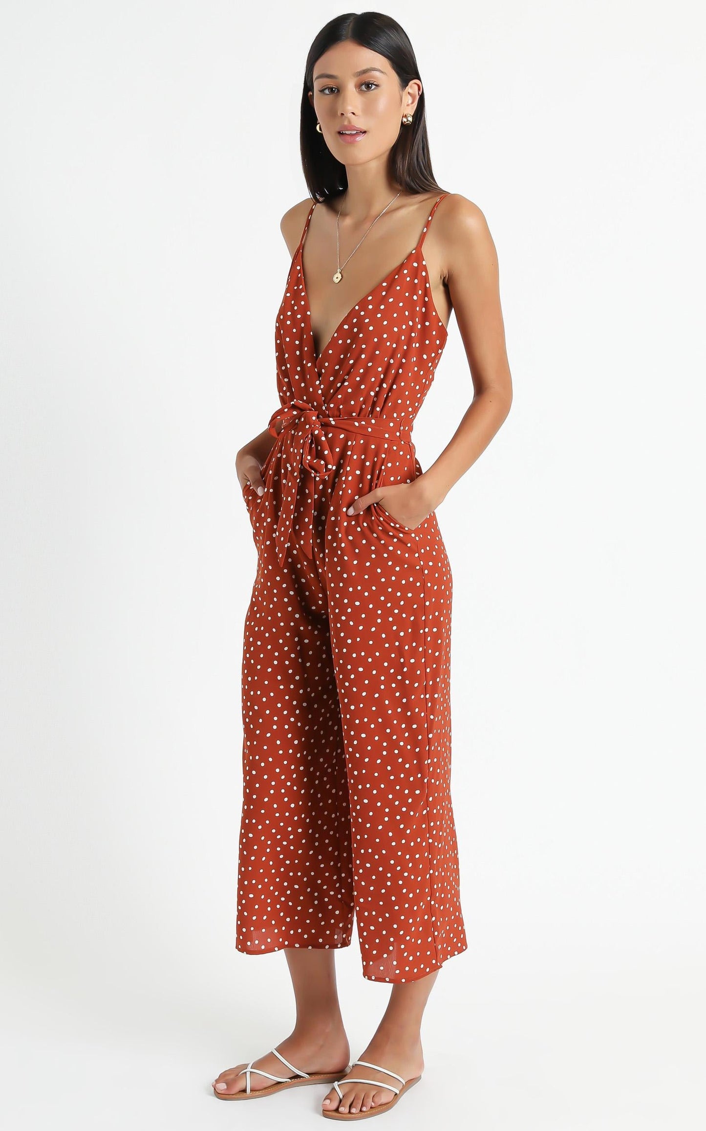 Thought Provoking Jumpsuit in Rust Spot