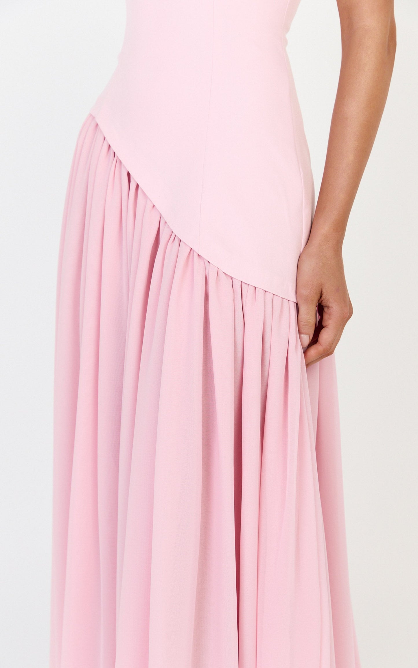 Calla Maxi Dress - Halter Neck Asymmetric Dropped Waist Dress in Pink