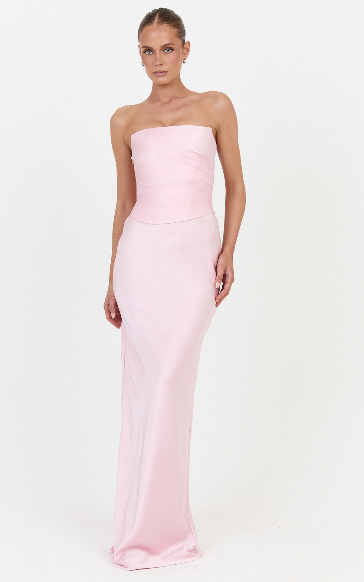 Francesca Top - Draped Satin Bustier Top in Pink