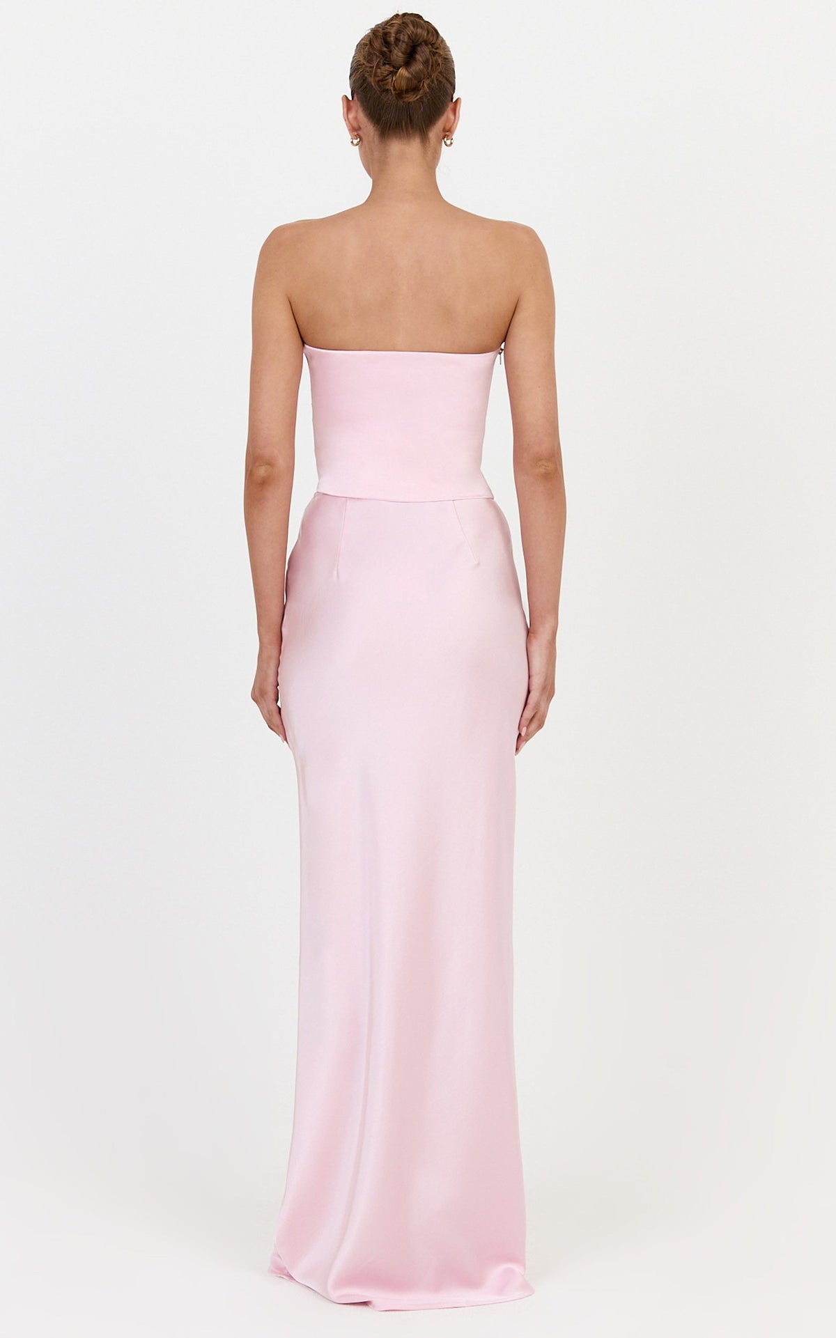 Francesca Top - Draped Satin Bustier Top in Pink