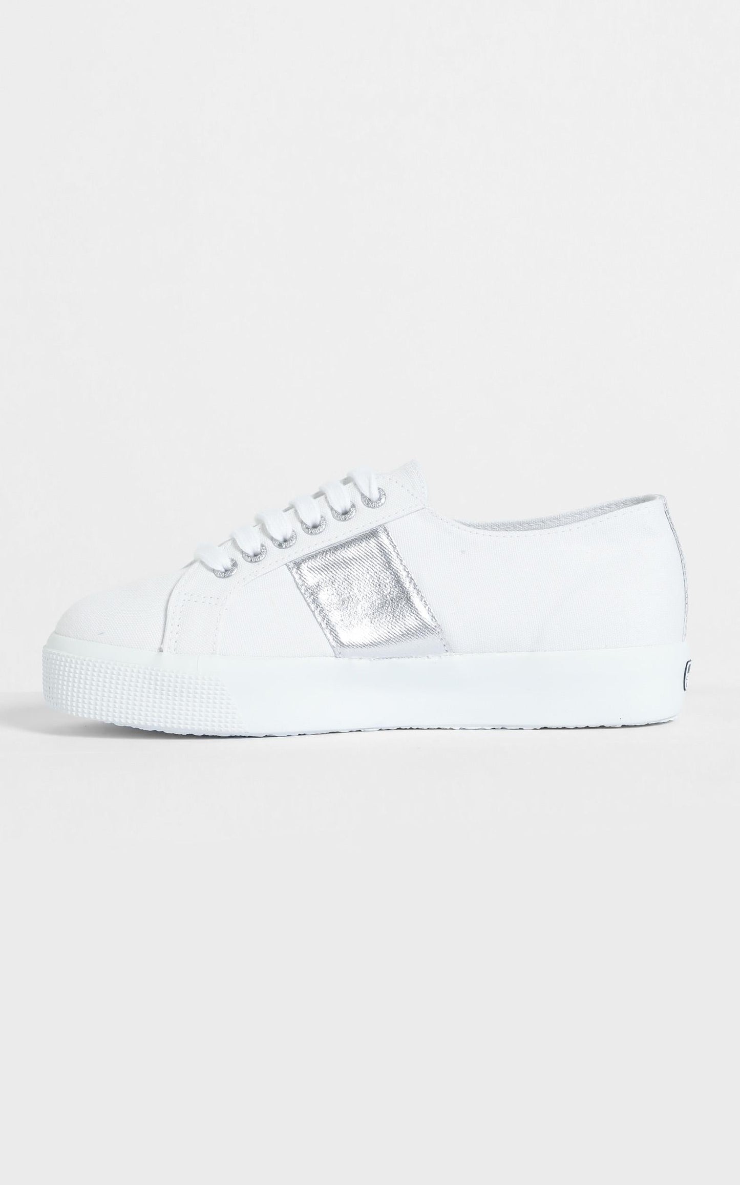 Superga - 2730 COTCOTMETW Platform Sneaker in White-Silver