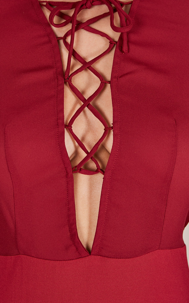 Forever Blooming Bodysuit In Wine