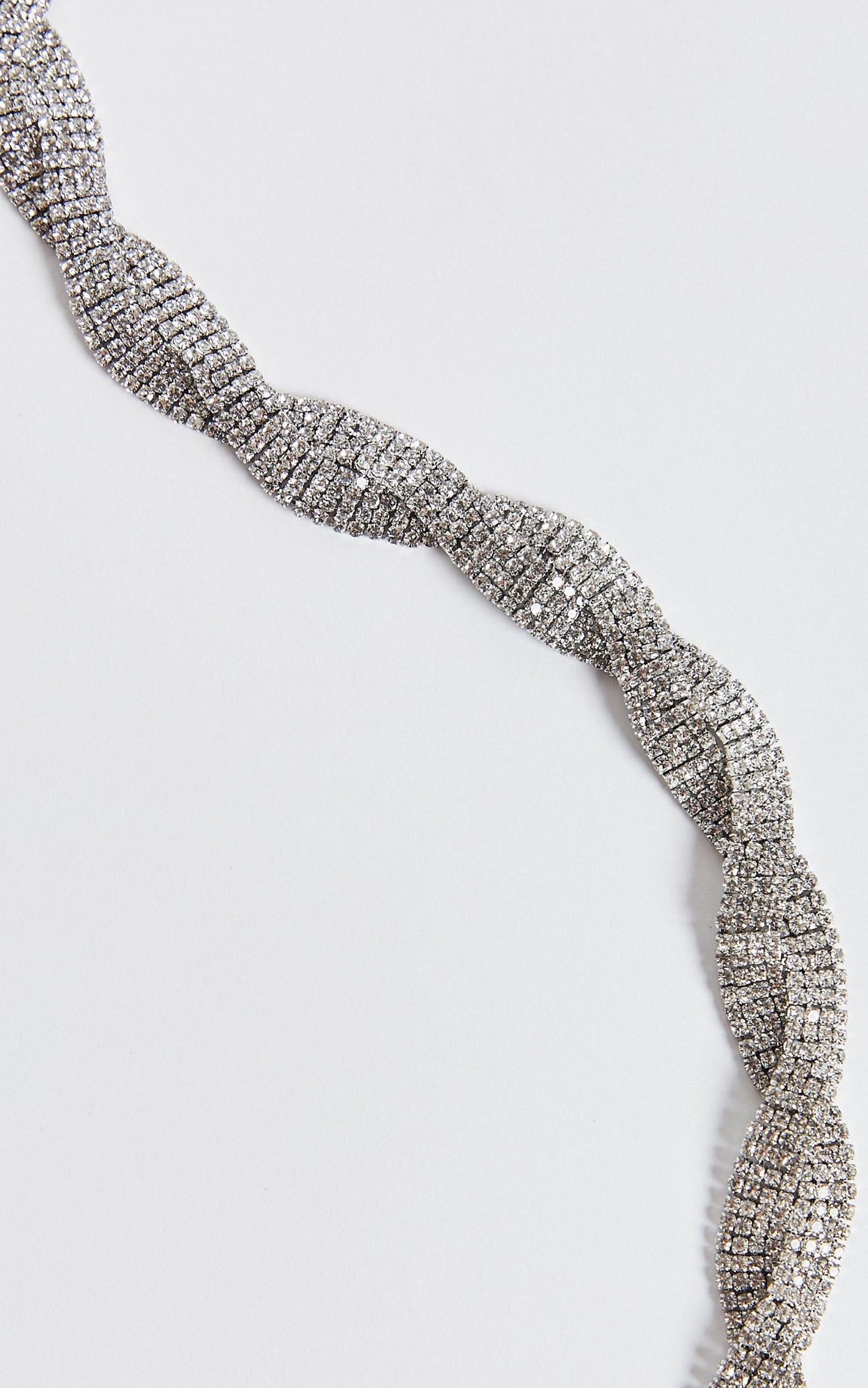 Alodia Necklace - Diamante Loop Detail High Necklace in Silver