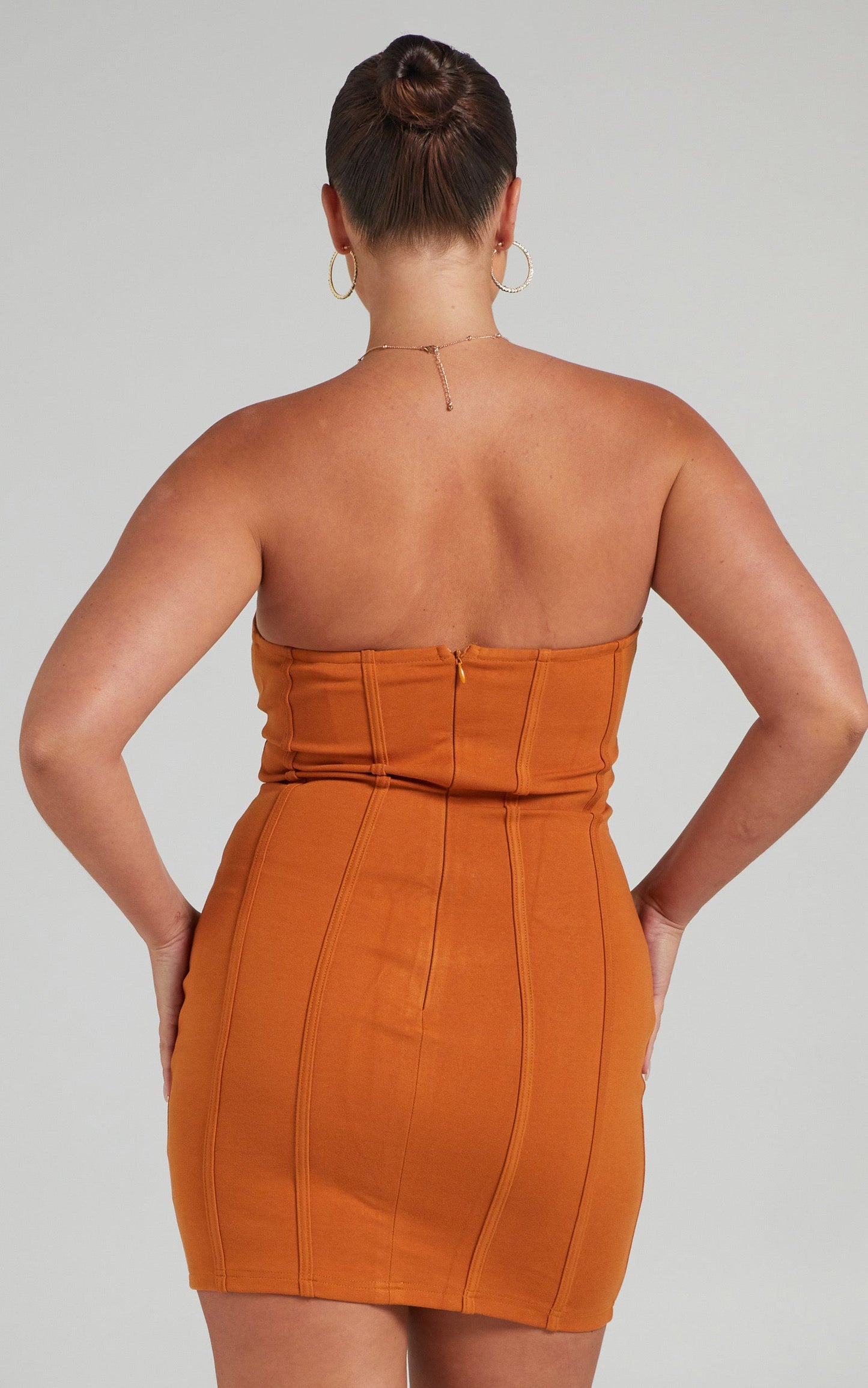 Cianna Panelled Mini Dress in Camel