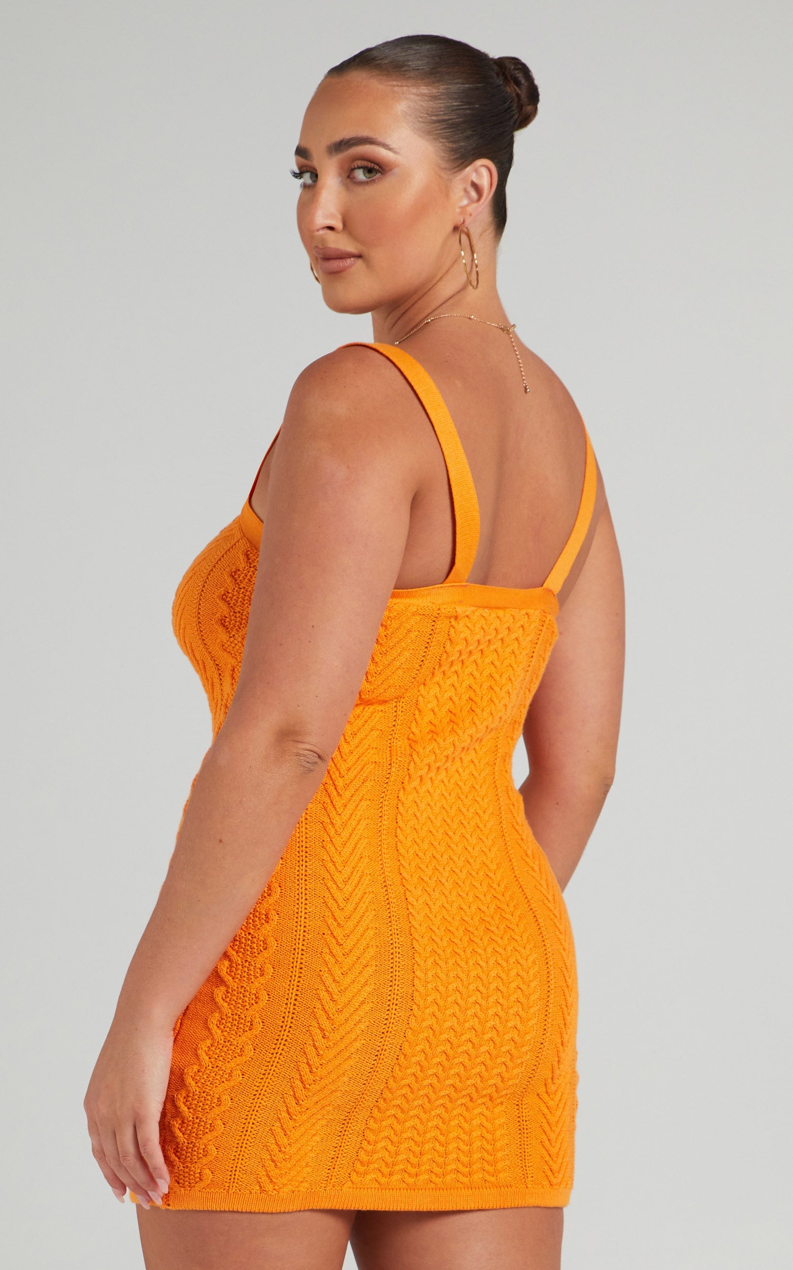 Zarah Knit Mini Dress in Orange