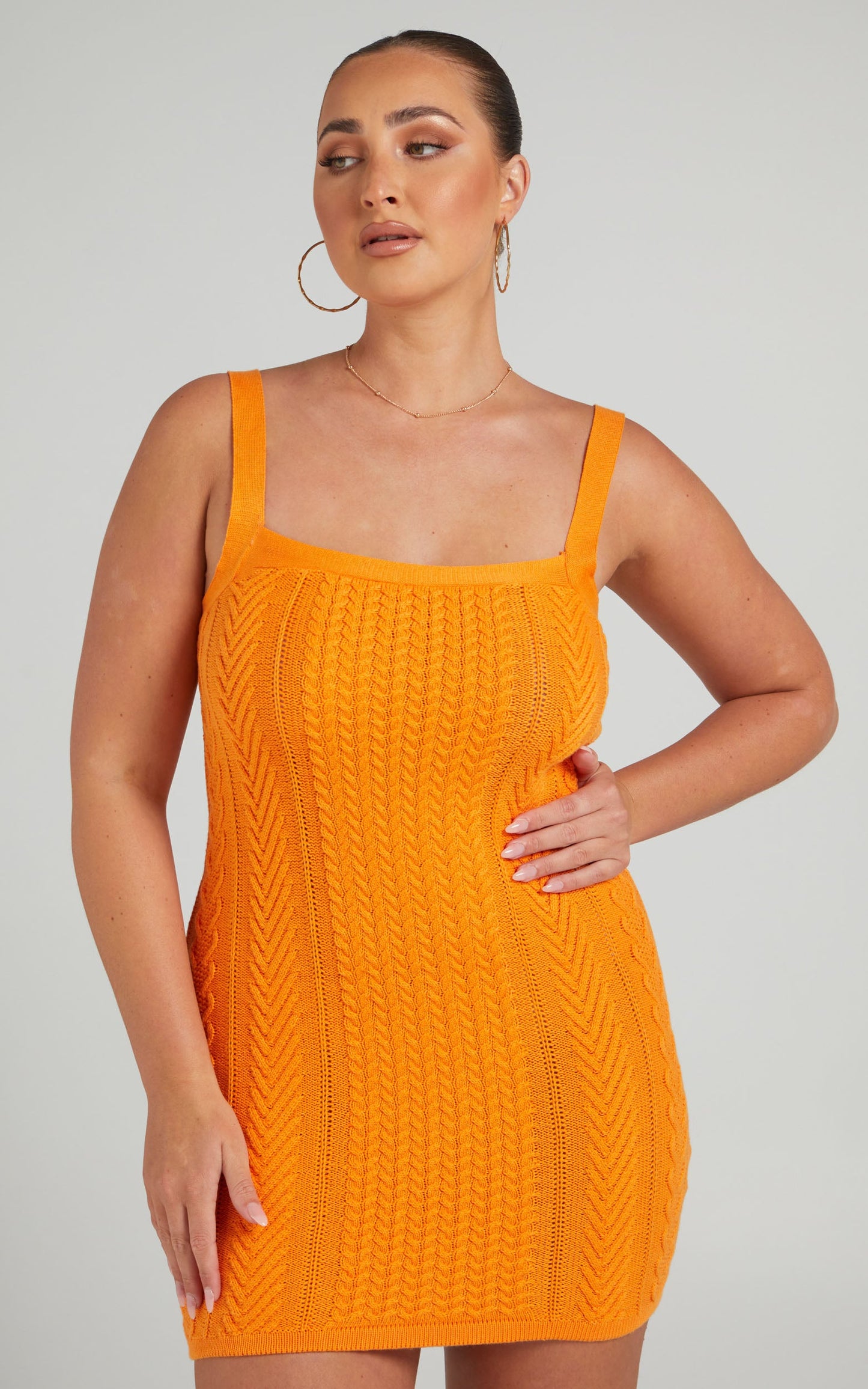 Zarah Knit Mini Dress in Orange