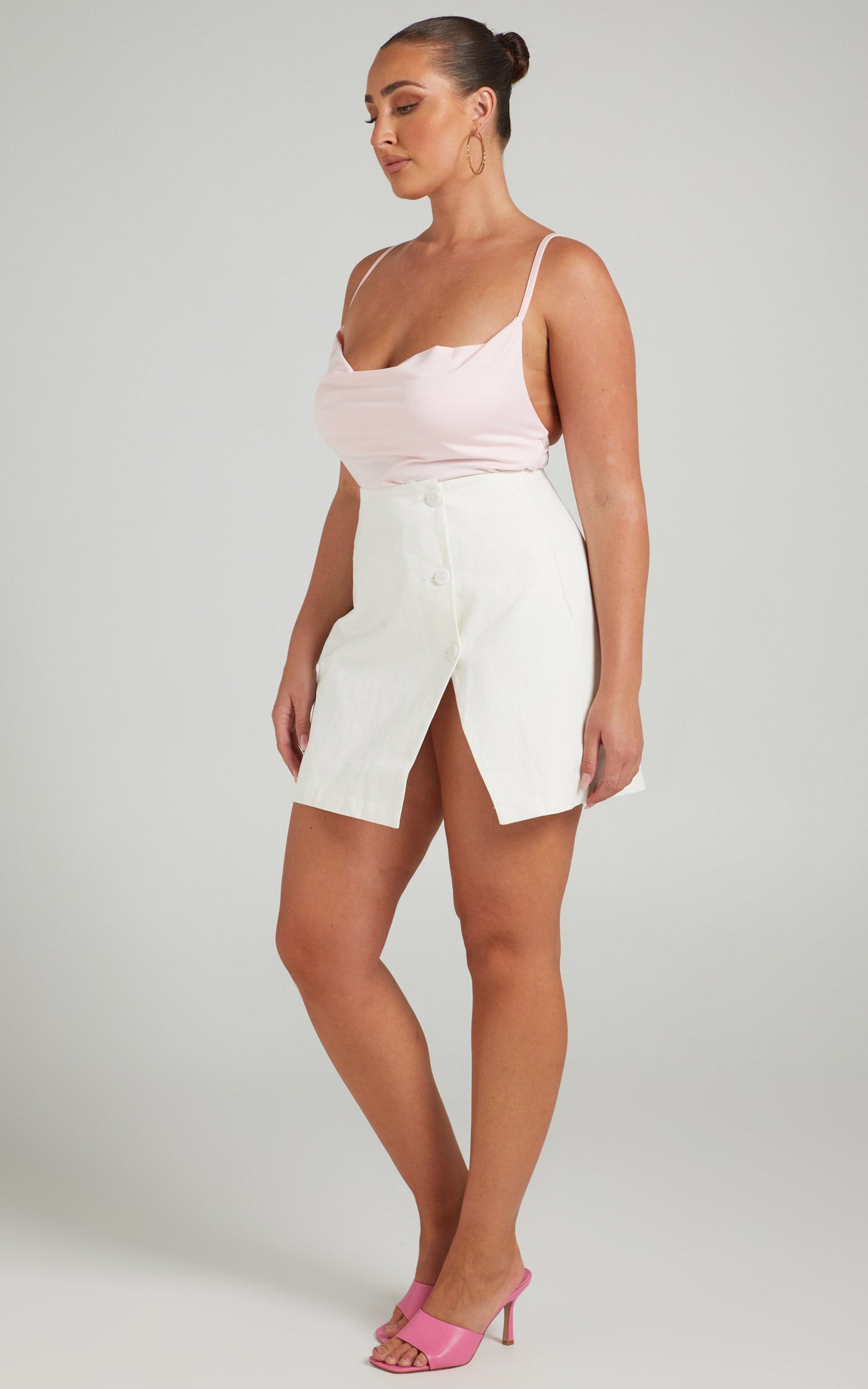 Emrie Bodysuit - Cowl Neck Bodysuit in Light Pink