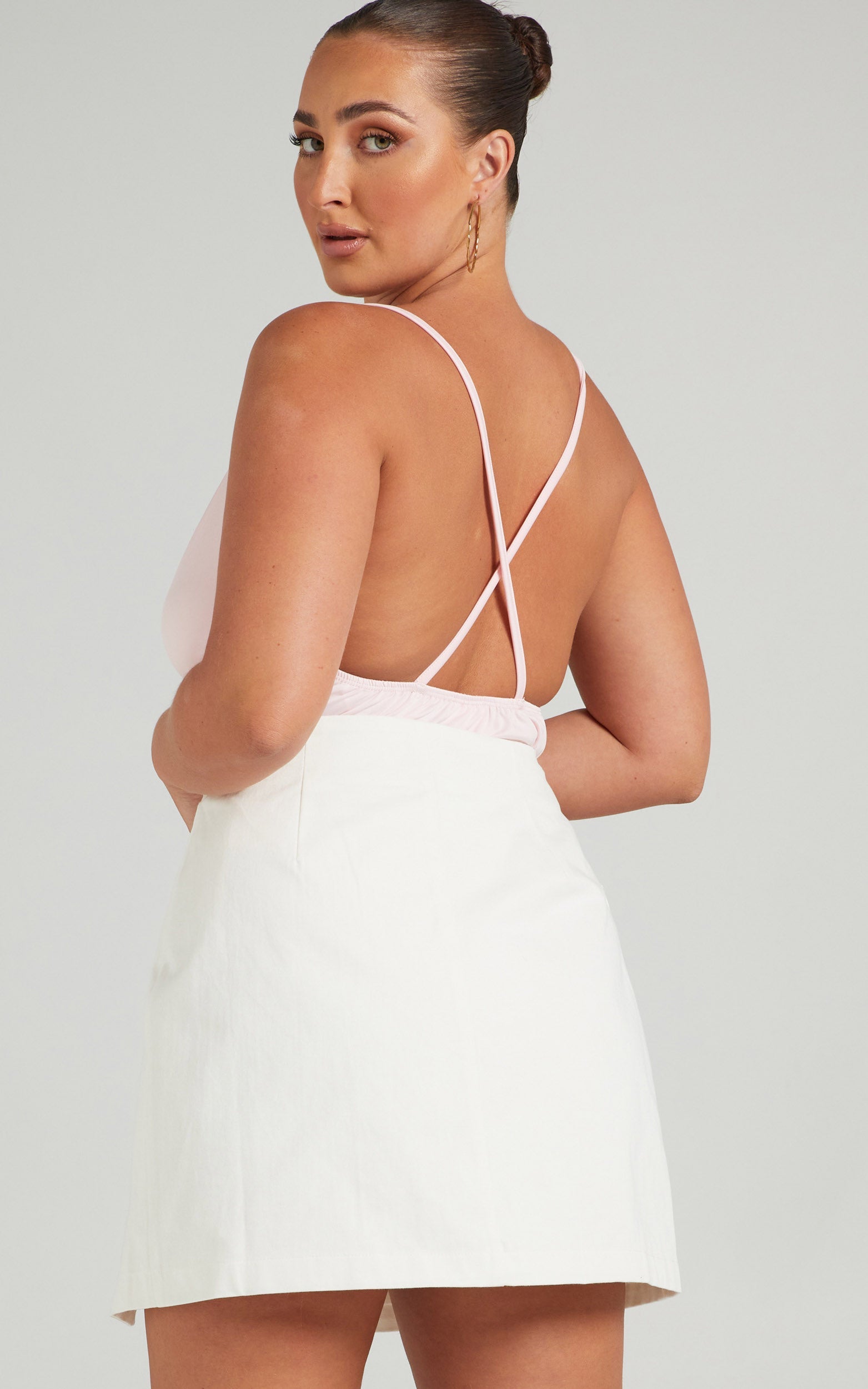 Emrie Bodysuit - Cowl Neck Bodysuit in Light Pink