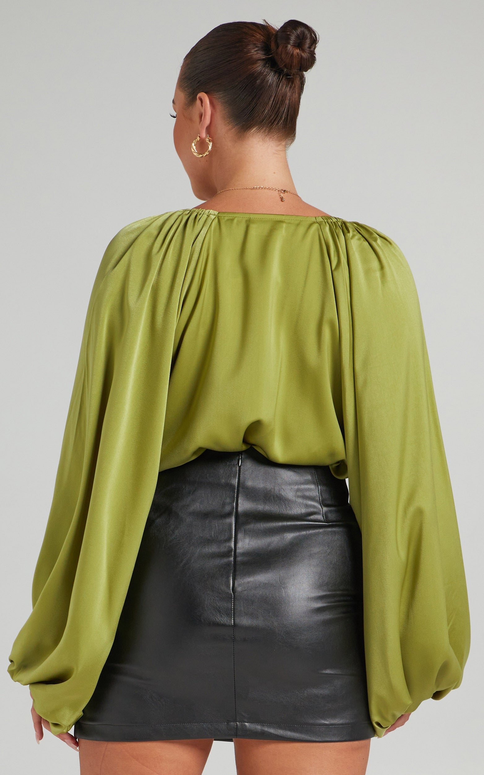 Bellah Bodysuit - Plunge Neck Bodysuit in Green