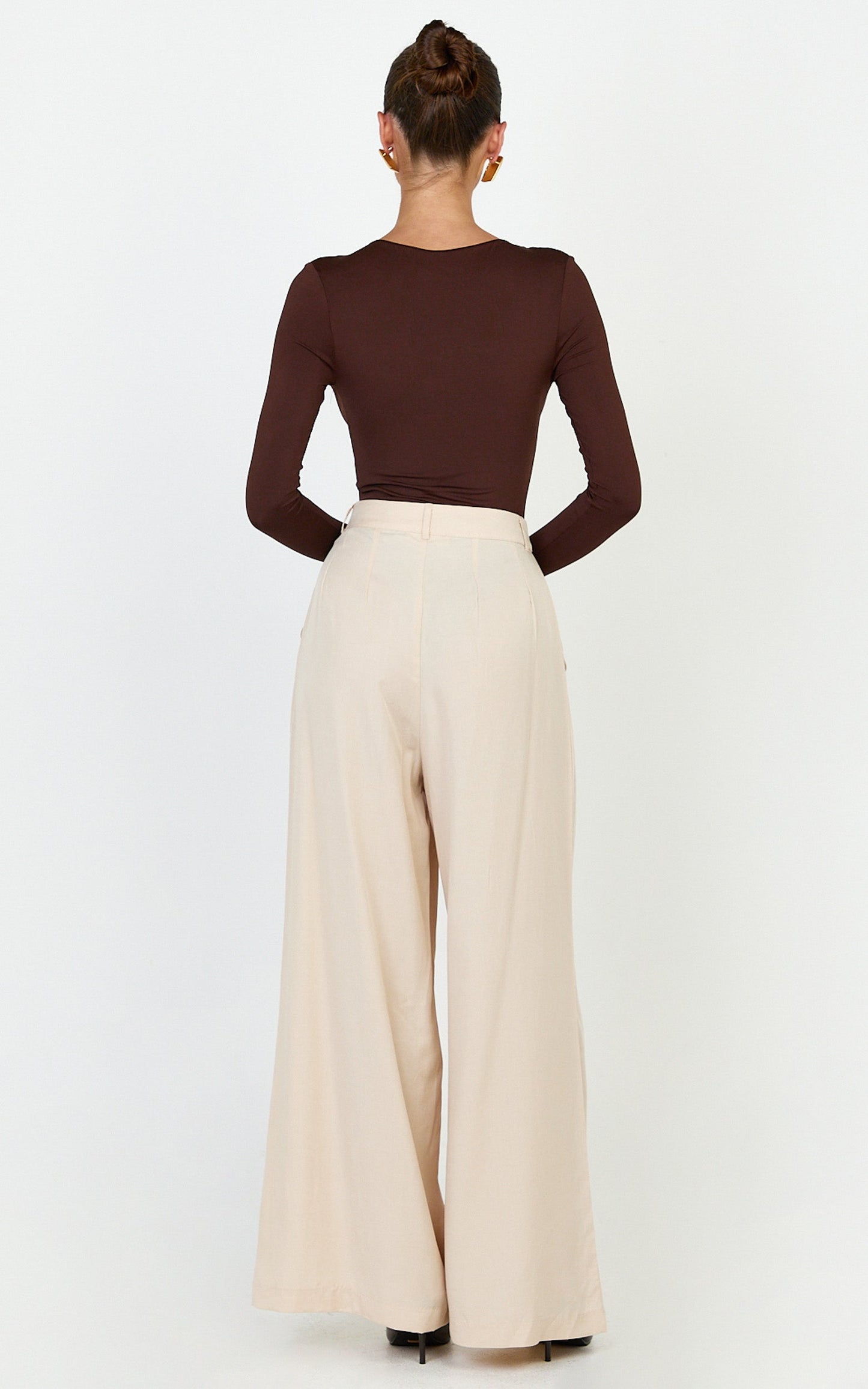 Clarke Pants - High Waist Wide Leg Pants in Neutral