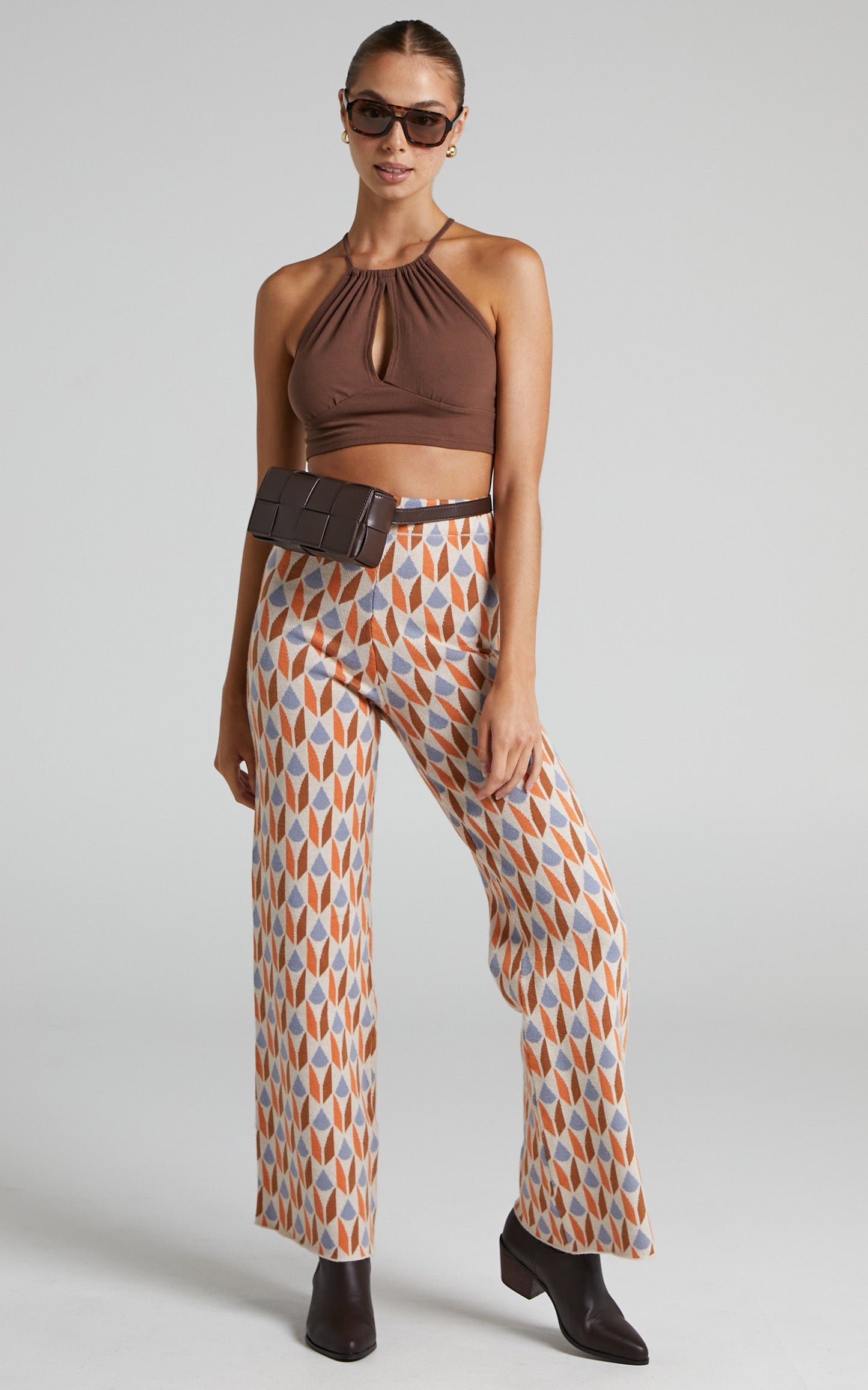 Mystical High Waisted Printed Pants in Red/White