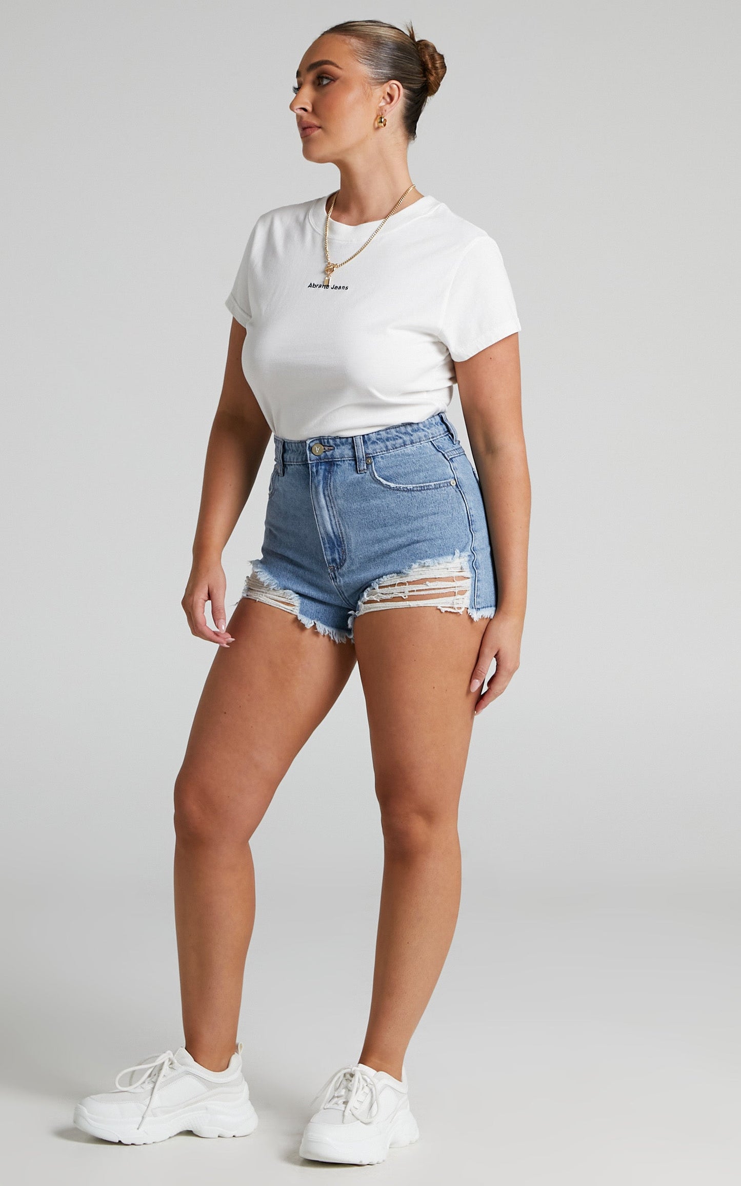 Abrand - A High Relaxed Denim Short in Salty Blue