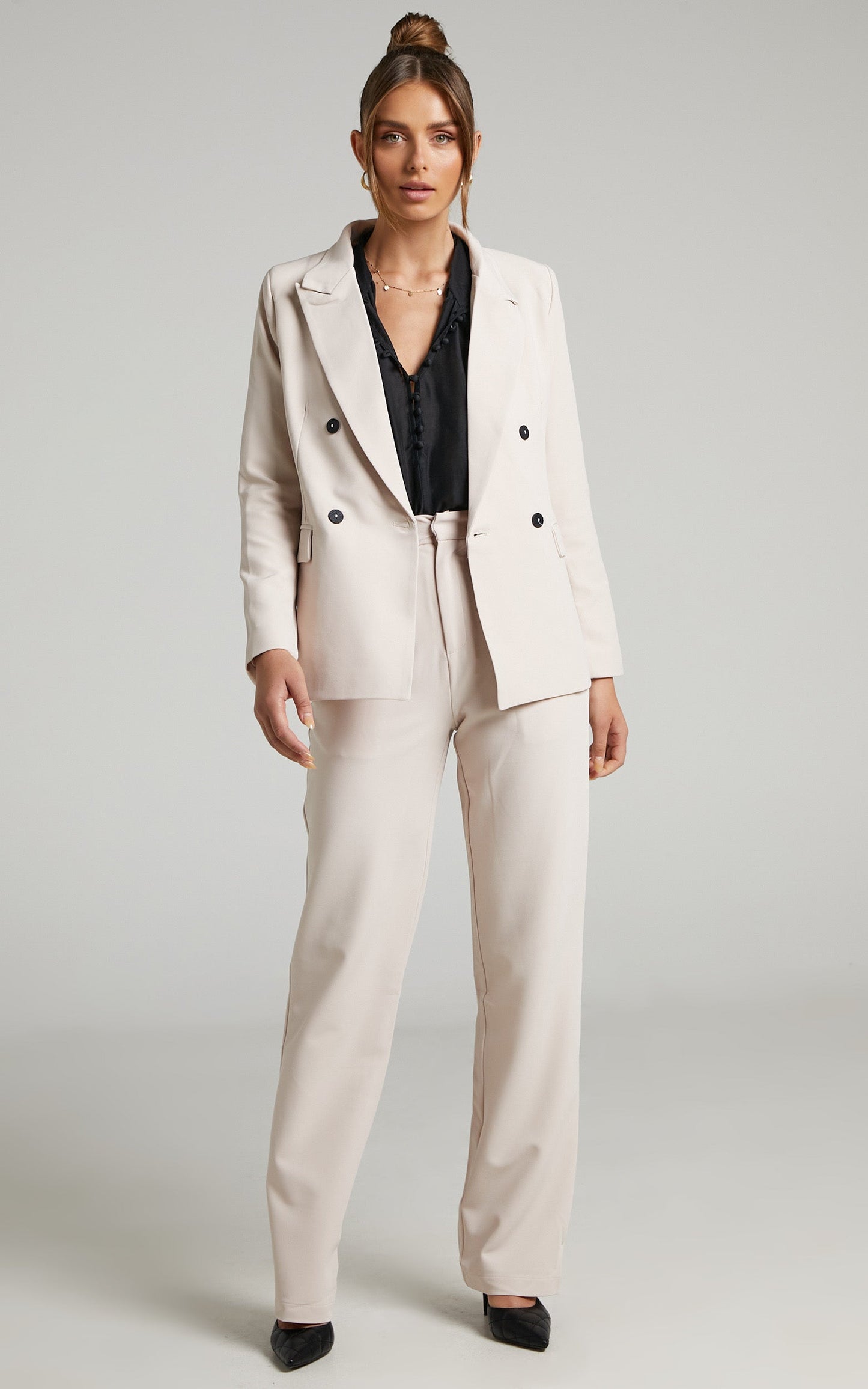 Davena Double Breasted Blazer in Sand