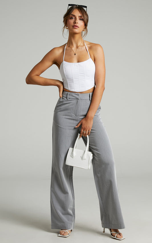 Drizzie Pants - Tailored Wide Leg Pants in Dark Grey