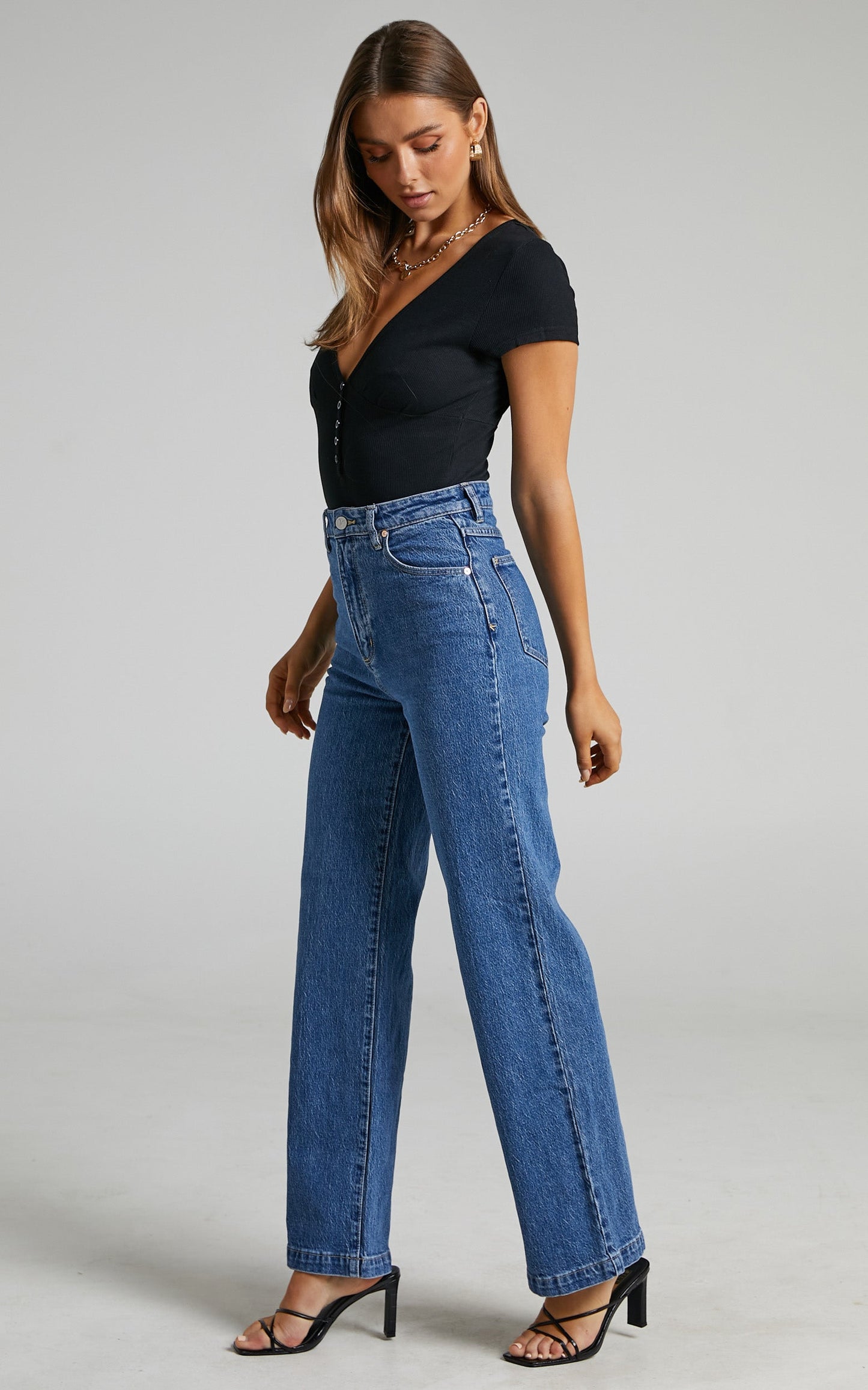 Girl Next Door Short Sleeve Bodysuit in Black