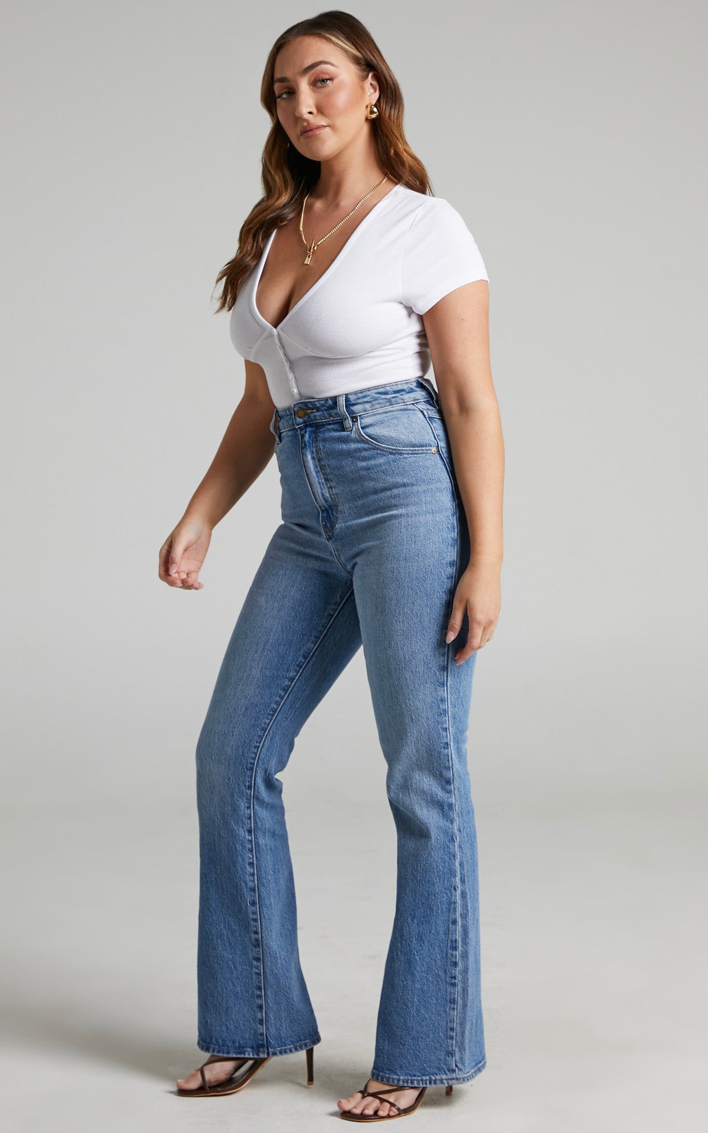 Girl Next Door Short Sleeve Bodysuit in White